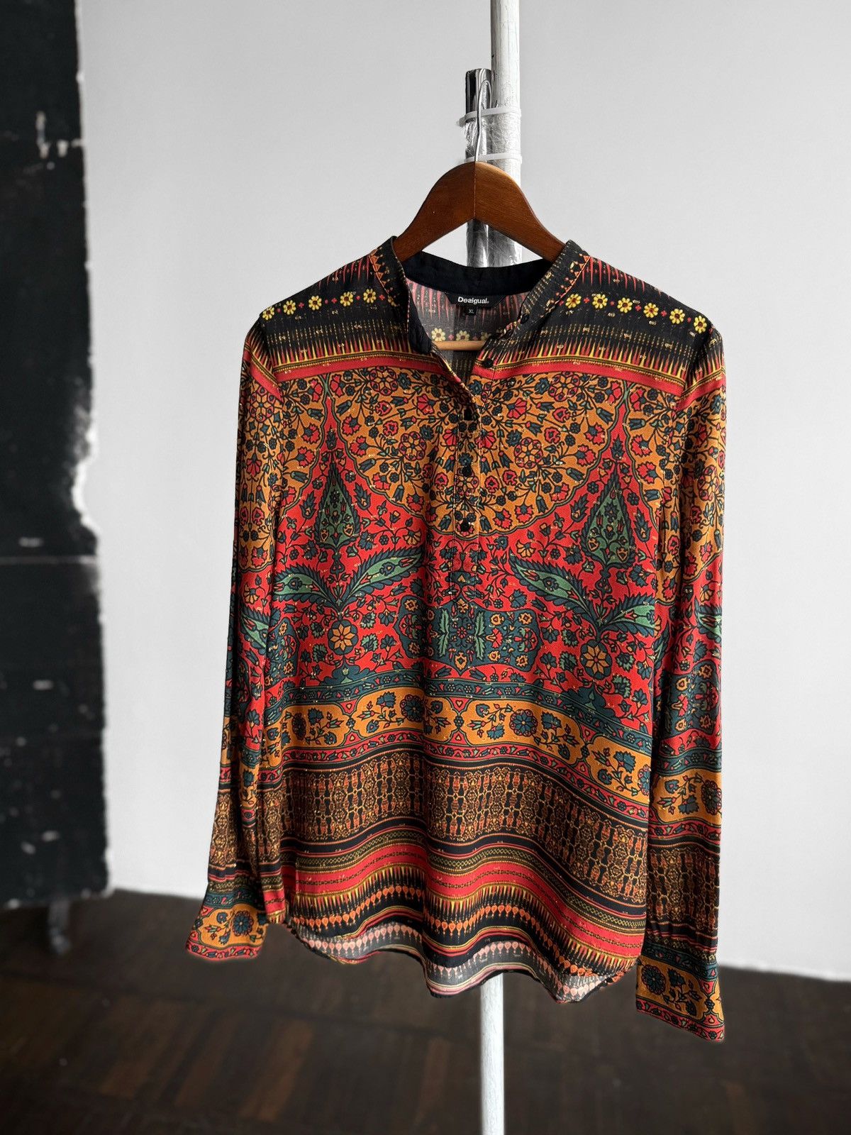 Desigual Desigual Womens Boho Paisley Floral Long Sleeve Blouse Size XL / US 12-14 / IT 48-50 - 3 Thumbnail