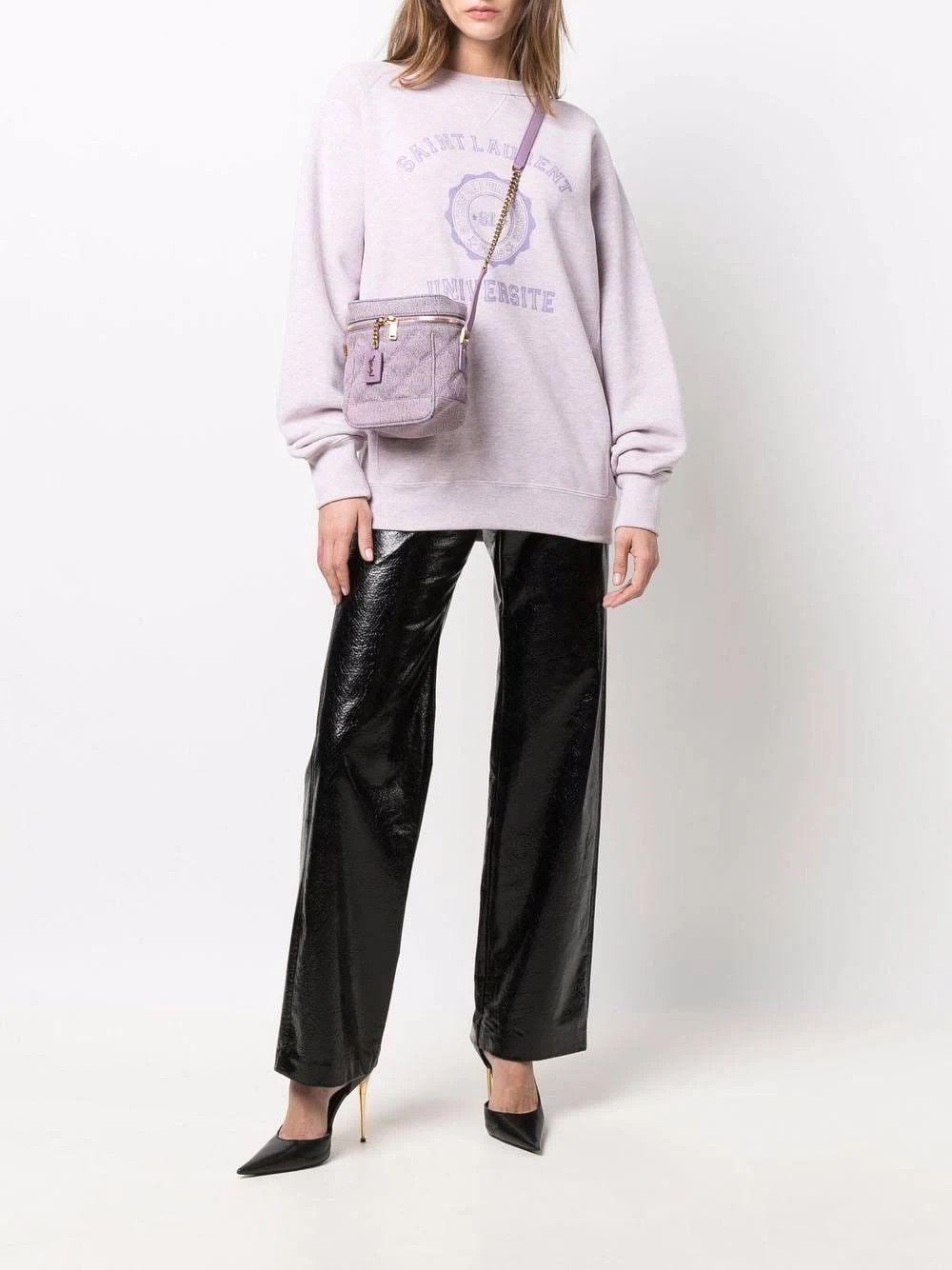 Saint Laurent Paris o1s1wg111124 Size: OS / Denim Vanity Crossbody Bag in Lilac Size ONE SIZE - 4 Thumbnail