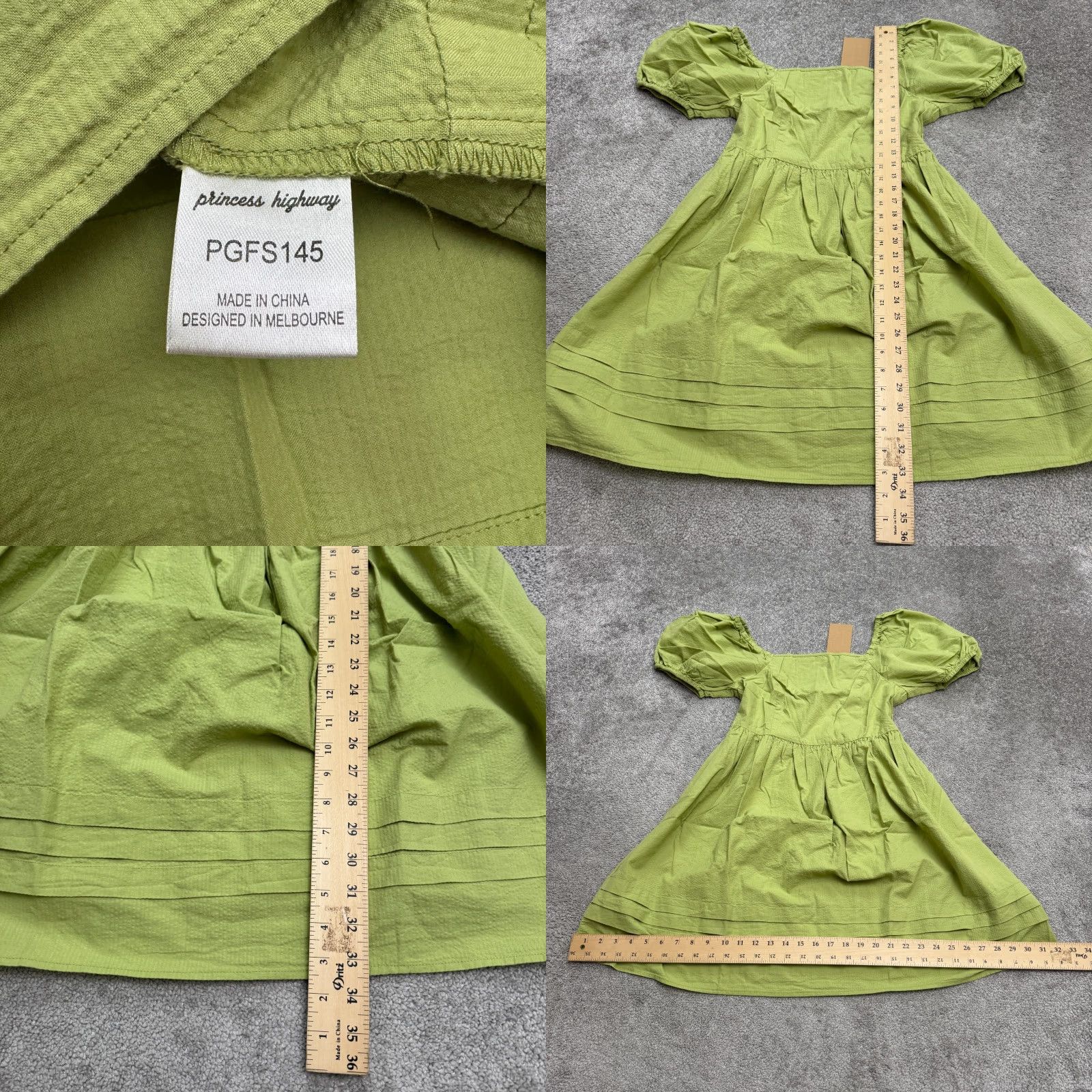 Vintage Princess Highway A-Line Mini Dress Women 10 Green Puff Sleeve Casual Bohemian Size L / US 10 / IT 46 - 8 Thumbnail