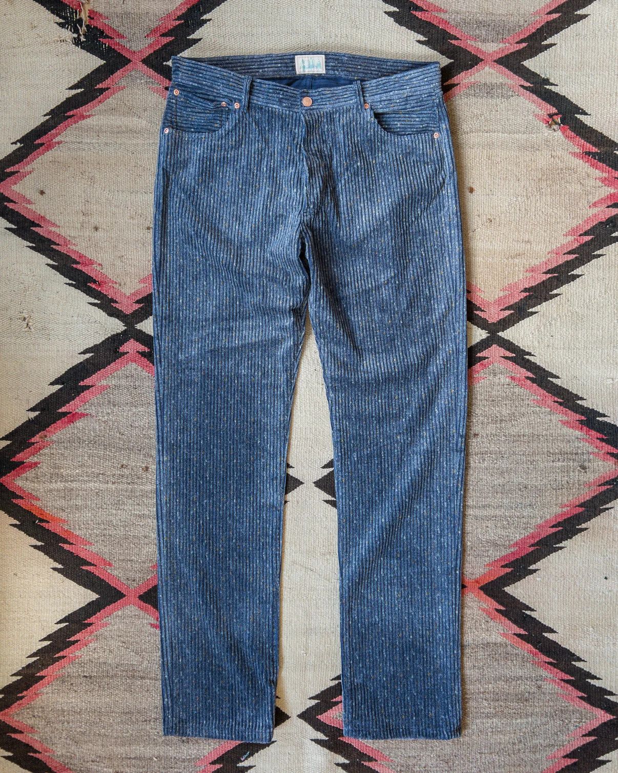 WYTHE 💚 Wythe Italian Donegal Corduroy Five Pocket Pants Blue Size US 34 / EU 50 - 1 Thumbnail