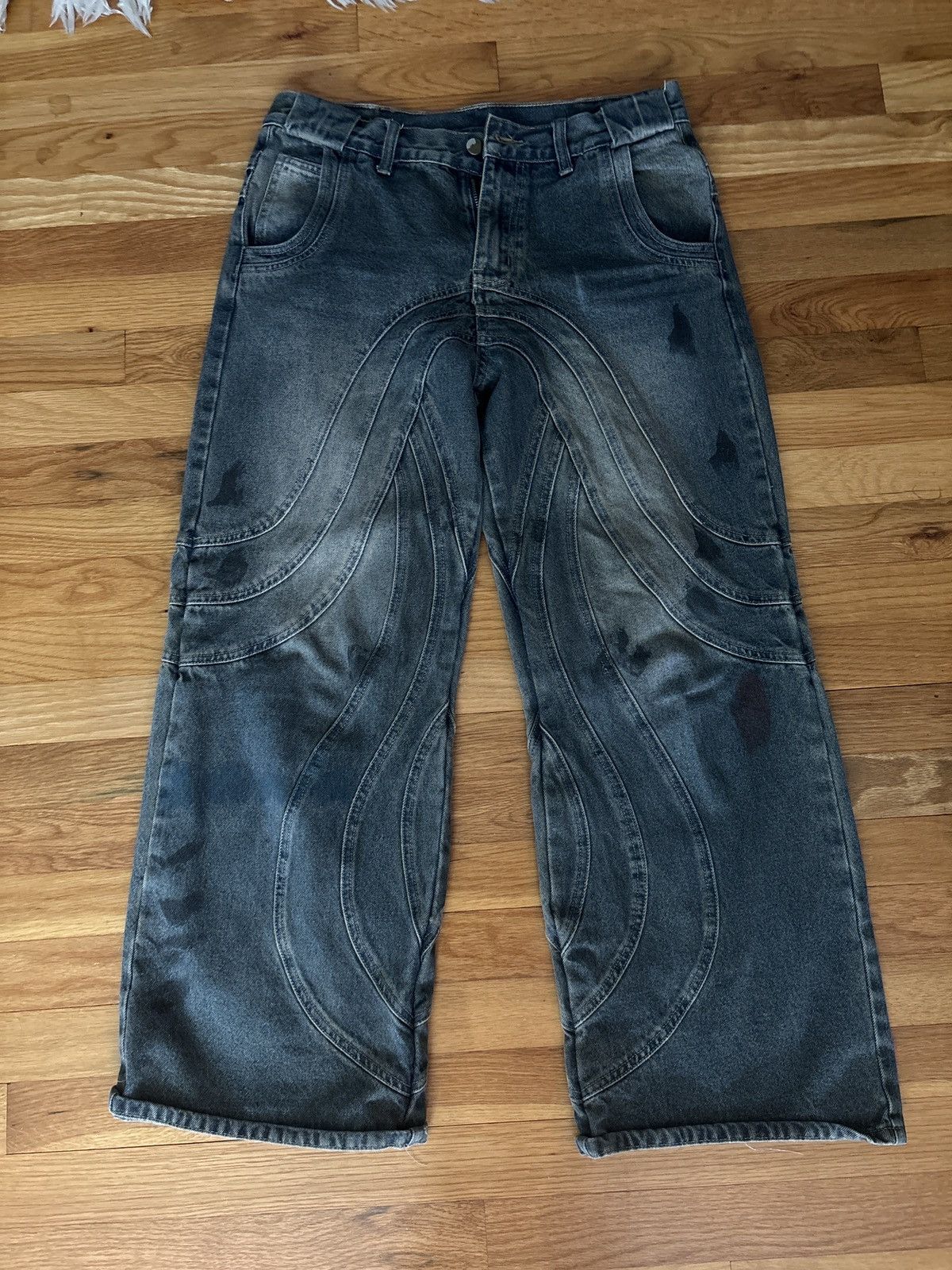 Japanese Brand × Vintage Patterned denim jeans Size US 34 / EU 50 - 3 Thumbnail