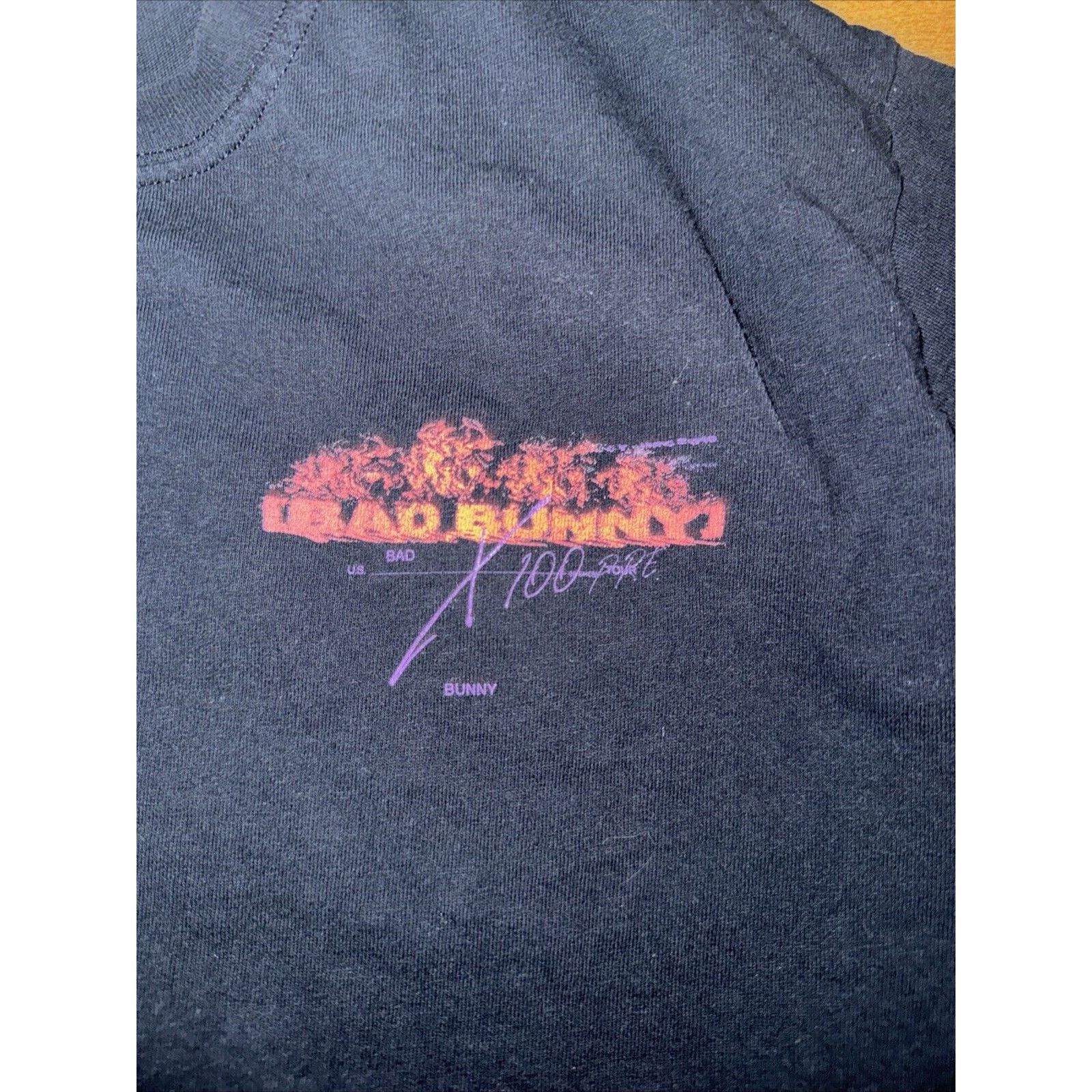 Band Tees × Gildan Bad Bunny X100PRE Tour T-Shirt Black Medium 18x26 Music Size US M / EU 48-50 / 2 - 4 Thumbnail