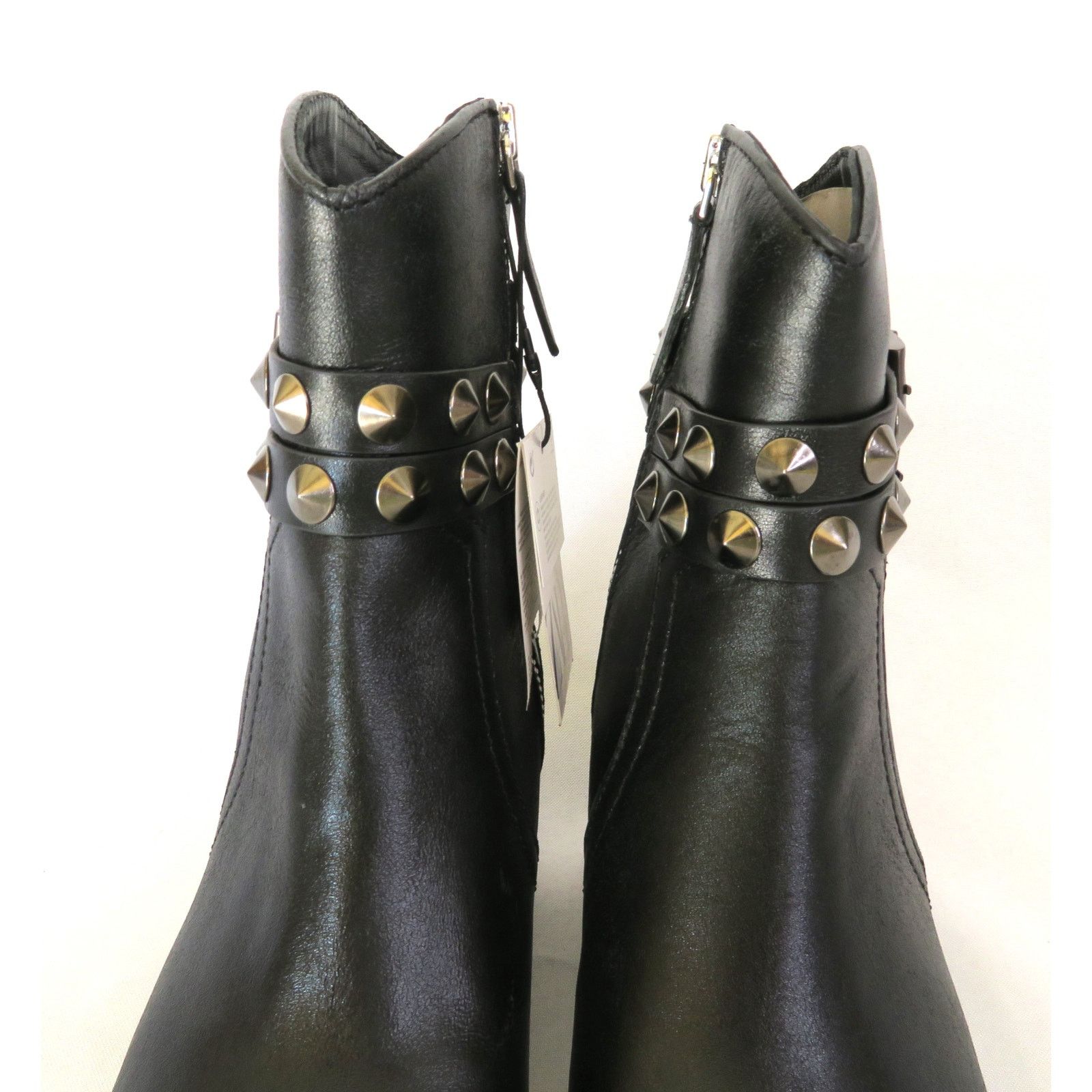 Zara ZARA Black Leather Studded Western Style Ankle Boots Size US 8 / IT 38 - 4 Thumbnail
