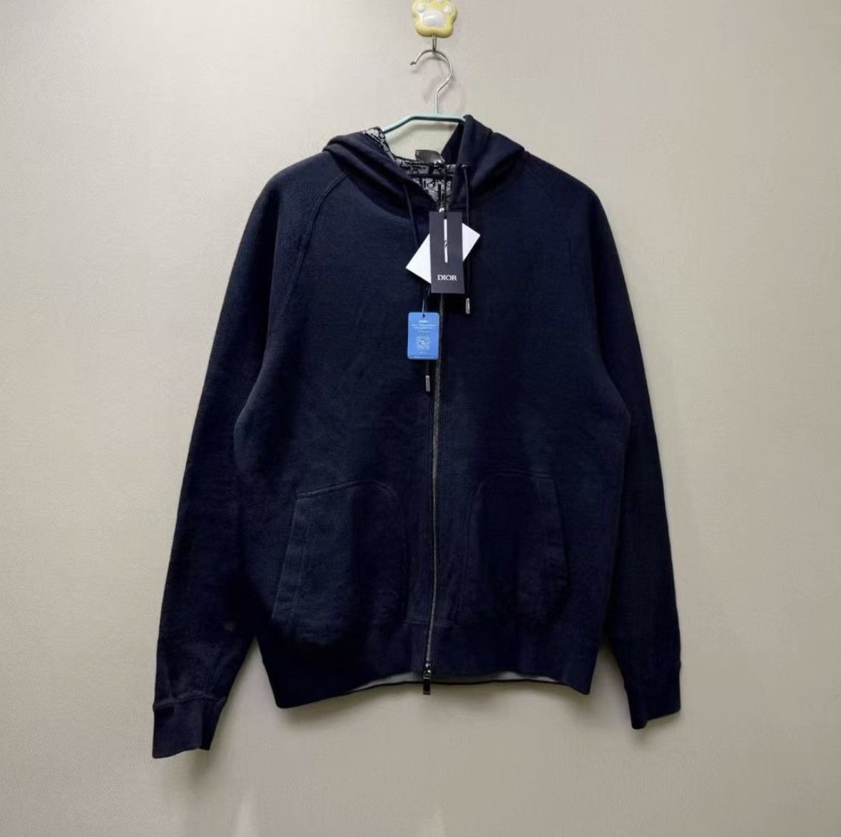 CHRISTIAN DIOR ジップアップパーカー ネイビー Dior Christian Dior Cotton Cashmere Blend Zip Up Hoodie | Grailed