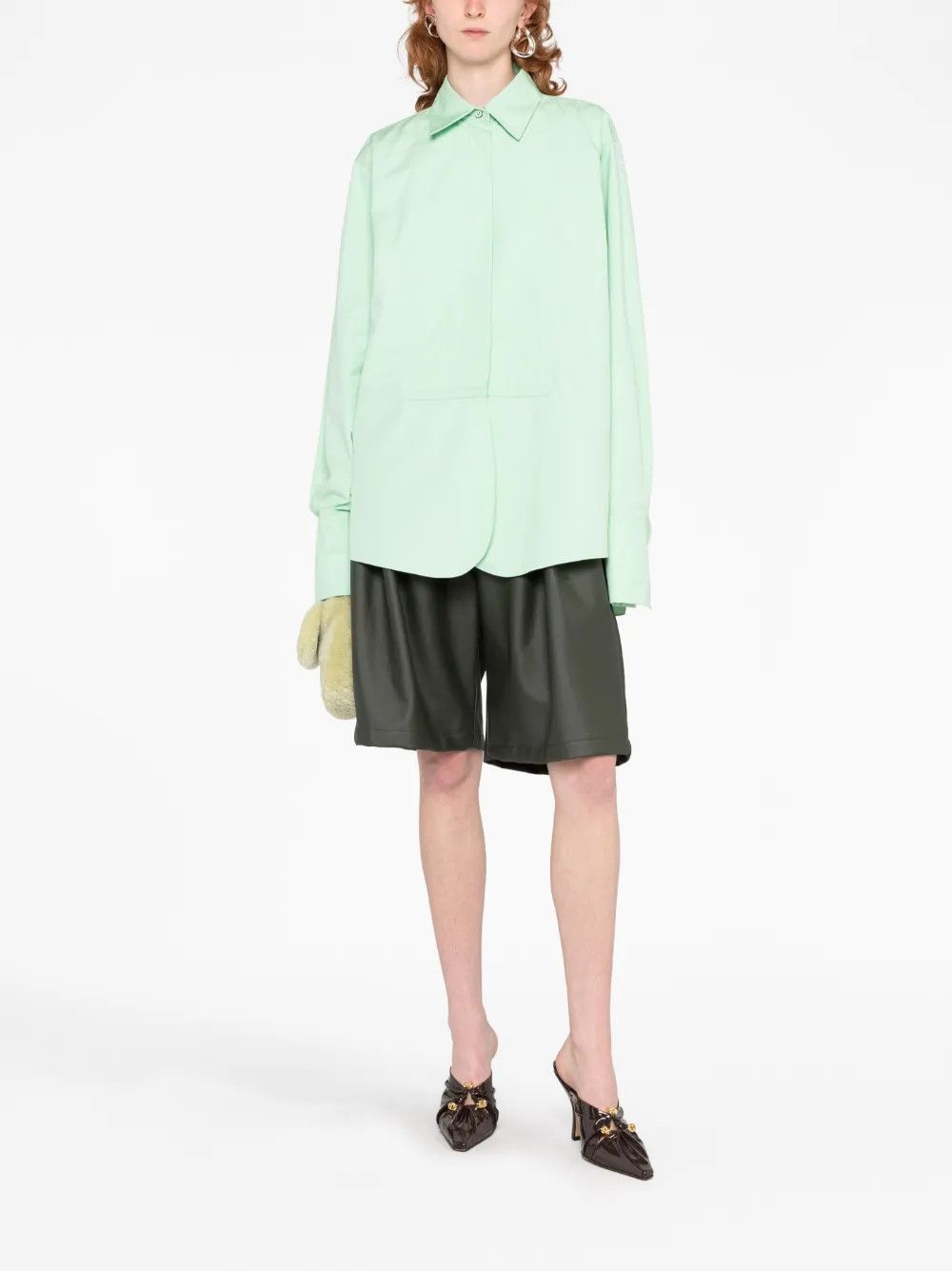 o1y1025 Solid Color Shirt in Light Green