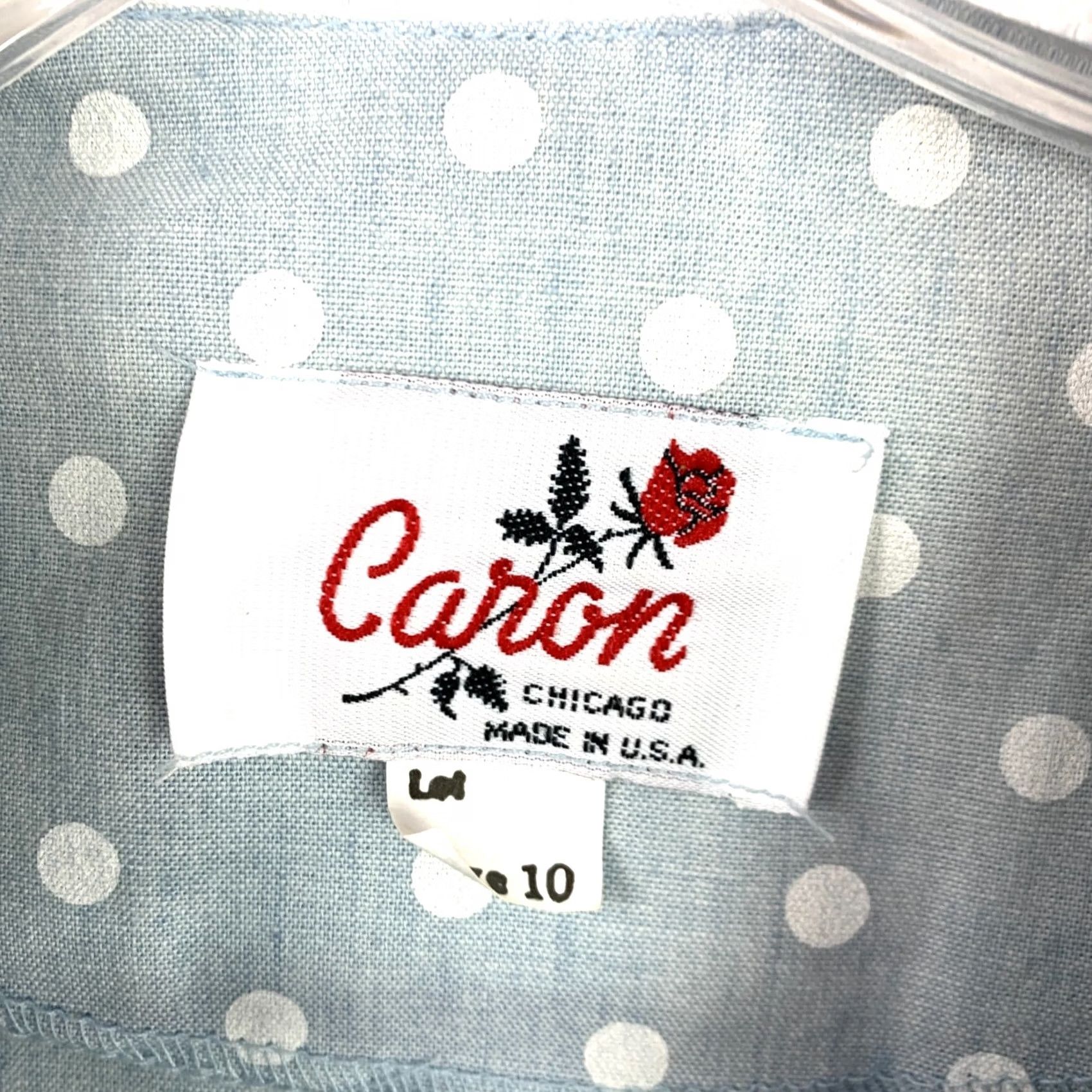 Vintage Vintage Caron Blue Gray White Polka Dot Skirt Shirt Outfit Set Size 10 Size L / US 10 / IT 46 - 3 Thumbnail
