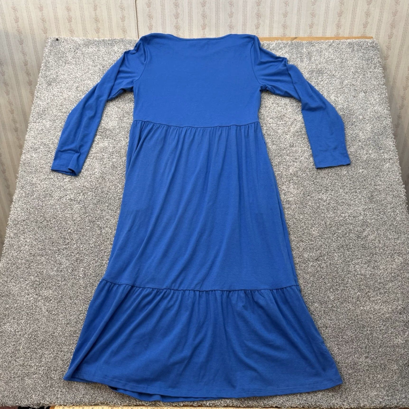 Vintage Haeof Minimalist Maxi Dress XL Empire Waist Flowy Casual Long Sleeve Blue Polyester Rayon Spandex Women Regular Fit & Flare Size XL / US 12-14 / IT 48-50 - 8 Thumbnail
