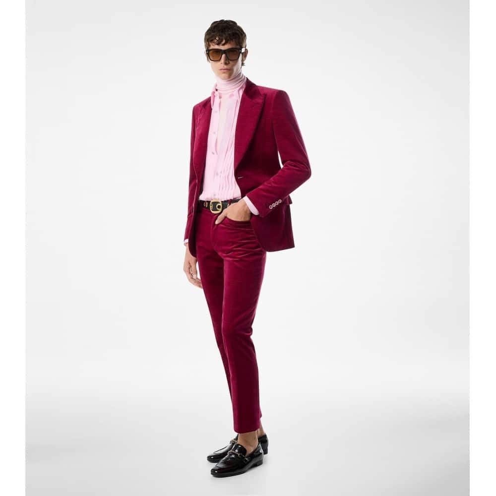 Tom Ford o1loc1c1125 PLPW01 Dyllan Ridged Velvet Pant in Dark Red Size US 38 / EU 54 - 3 Thumbnail