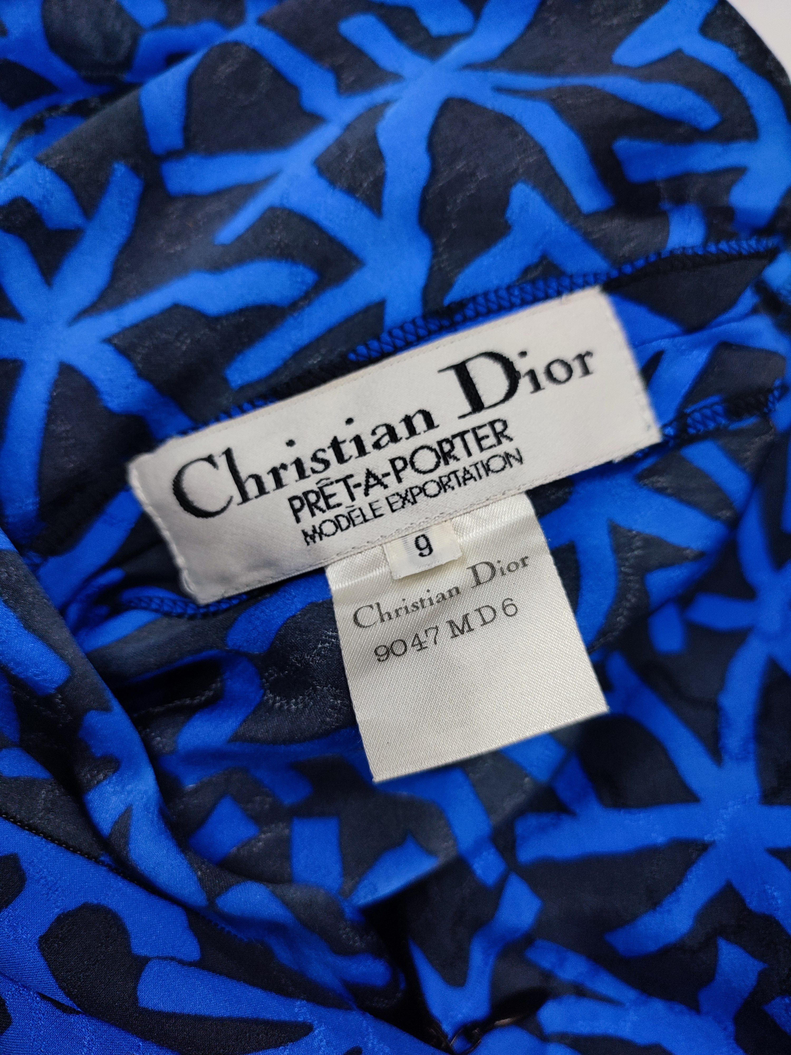 Christian Dior Monsieur × Vintage 🔥Vtg Christian Dior🔥Absract Graphic Silk Midi Dress Size M / US 6-8 / IT 42-44 - 6 Thumbnail