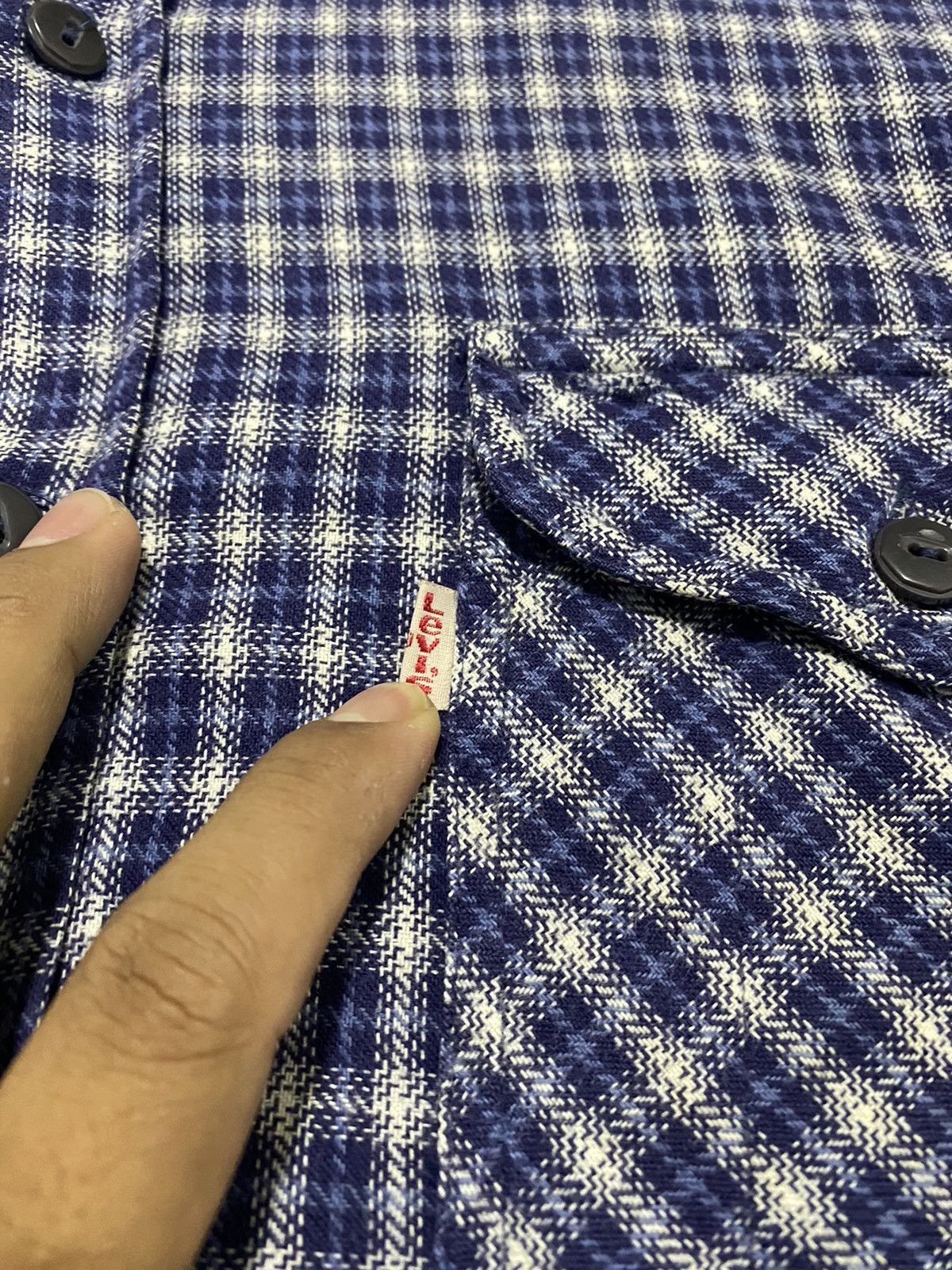 Levi's Vintage 90s Levis Flannel Blue Large size Size US L / EU 52-54 / 3 - 4 Thumbnail