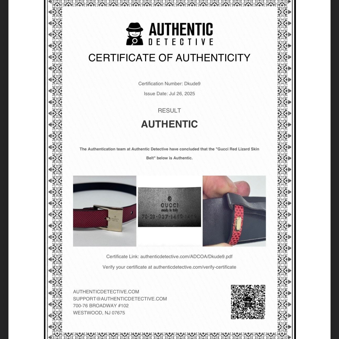 Gucci Gucci Red Lizard Skin Belt Size ONE SIZE - 2 Thumbnail