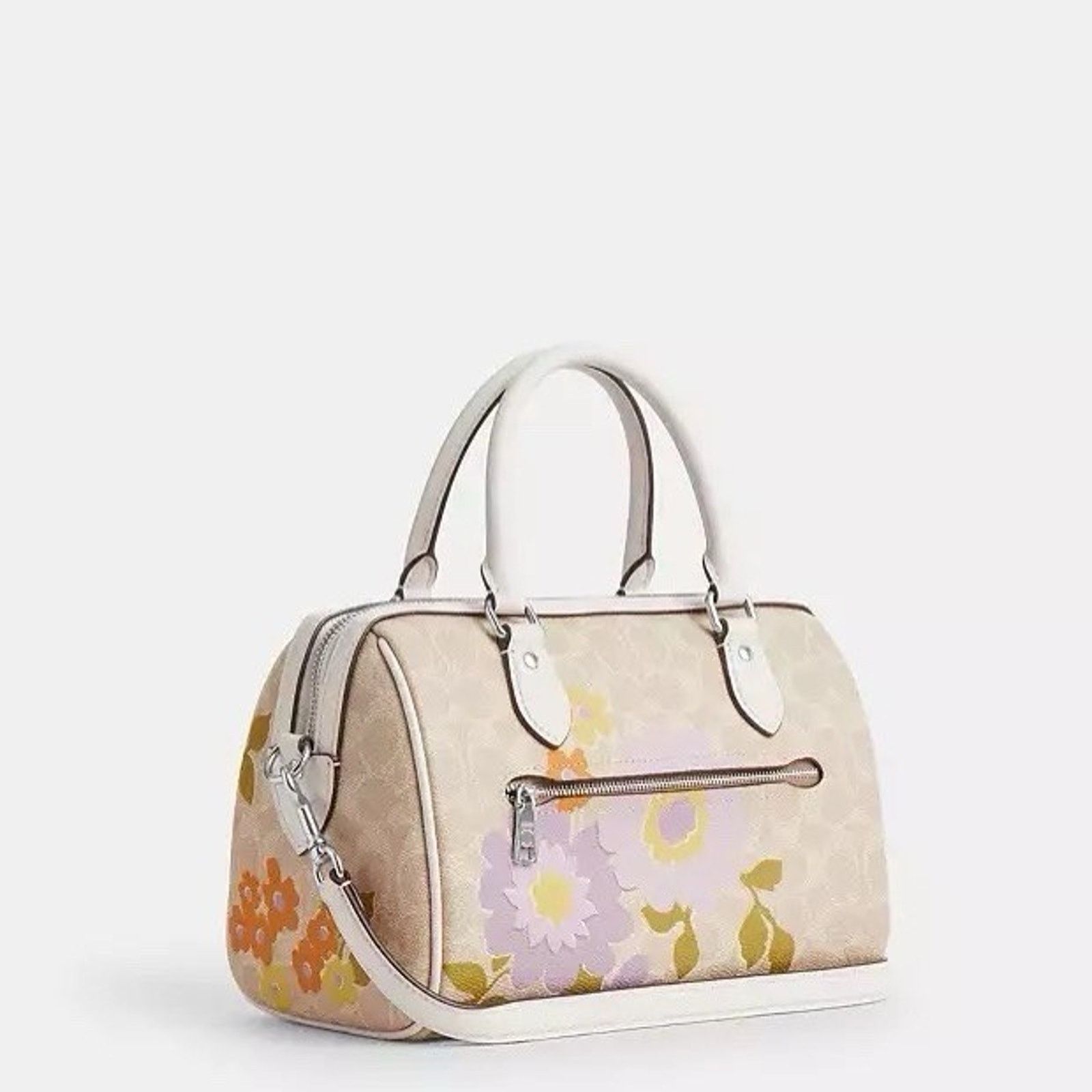 Coach NWT COACH CBG72 Rowan Satchel Bag Floral Silver/Sand Size ONE SIZE - 10 Thumbnail