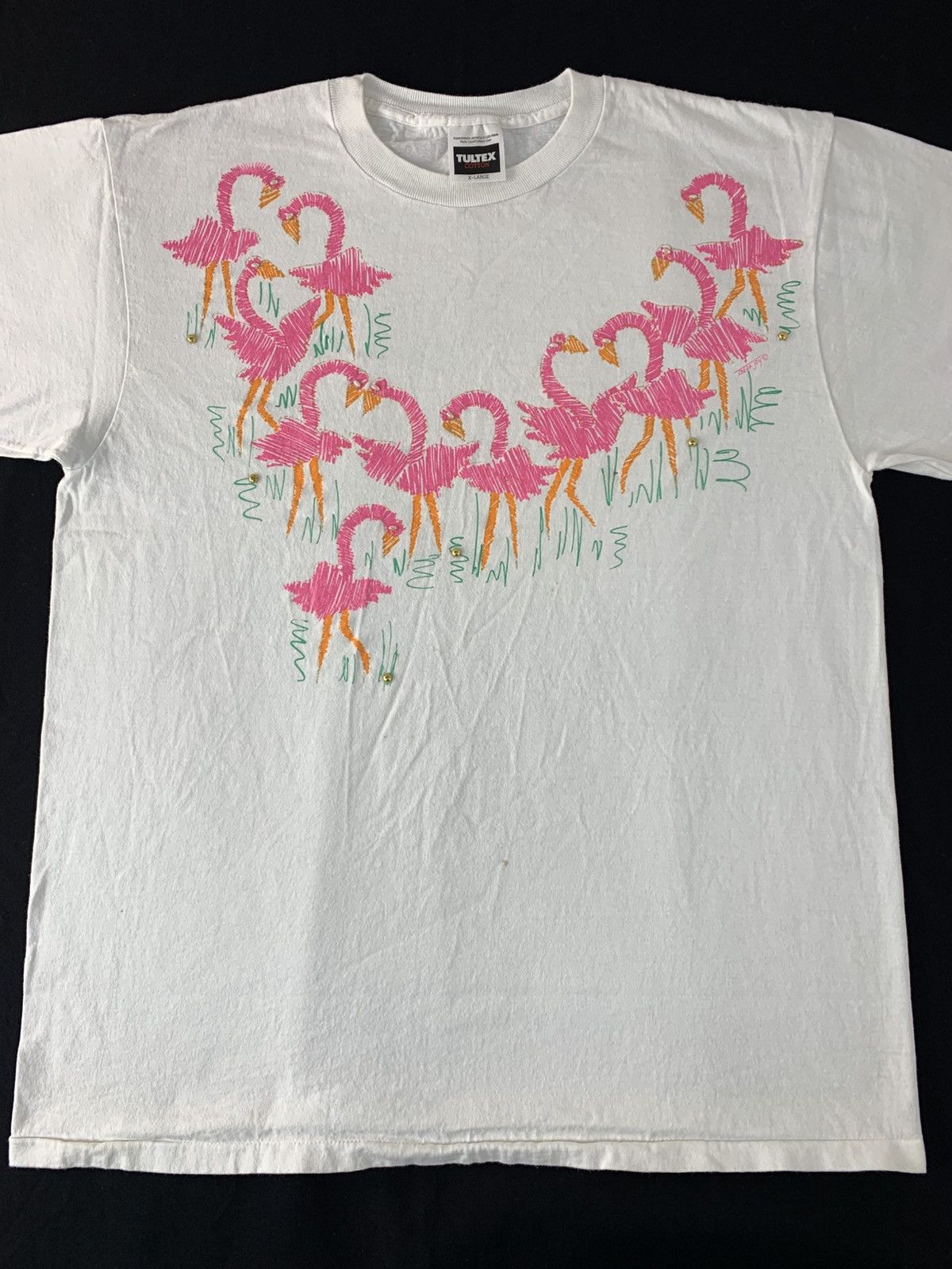 Tultex 90s Tultex Distinctive Flock Flamingo Graphic Screen Printed Size US XL / EU 56 / 4 - 3 Thumbnail