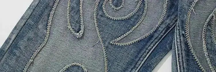 Japanese Brand Blue Patchwork Skulls Embroidery Casual Denim Pants Size US 32 / EU 48 - 4 Thumbnail