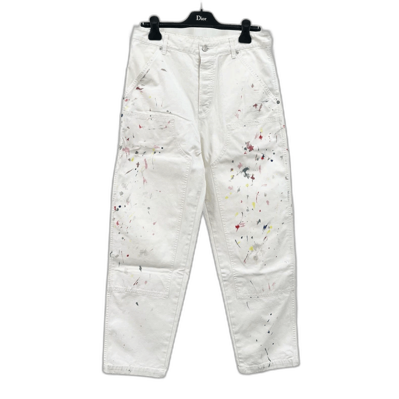 Dior Dior Ink Splash White Denim Pants Size 30" / US 8 / IT 44 - 1 Thumbnail