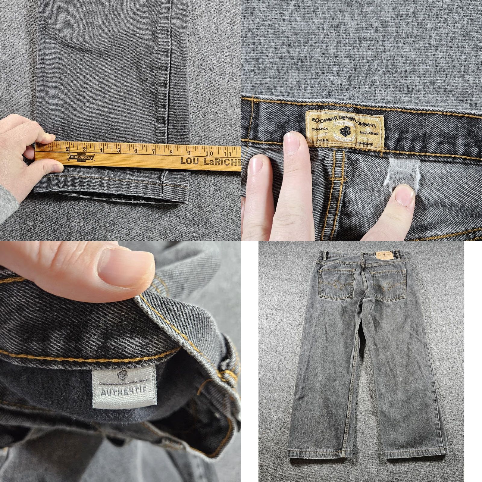 Rocawear Rocawear Jeans Mens 32x27 Black Charcoal Wash Denim Button Relaxed Straight 32 Inseam Waist 32 Button Fly Streetwear Men Size US 32 / EU 48 - 8 Thumbnail