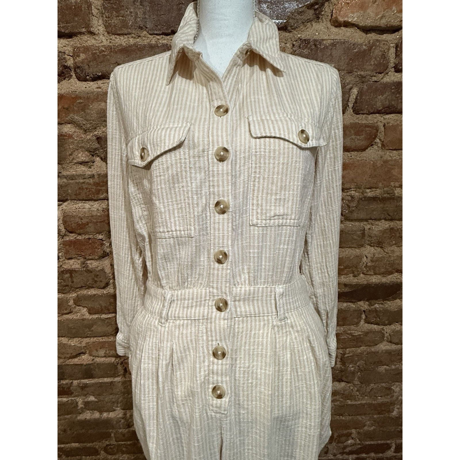 Billabong Billabong Dare Me Coverall Jumpsuit Sz M Seersucker EUC Size 32" / US 10 / IT 46 - 6 Thumbnail
