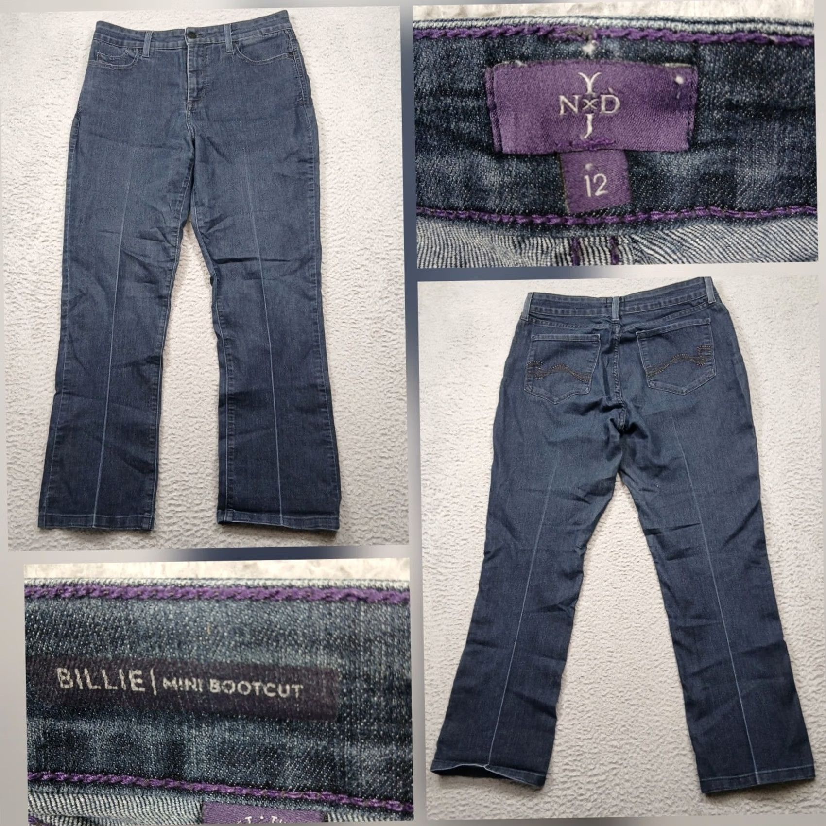 NYDJ NYDJ Billie Mini Bootcut Jeans Womens 12 Dark Wash Denim Stretch Lift Tuck Size 34" / US 12 / IT 48 - 2 Thumbnail