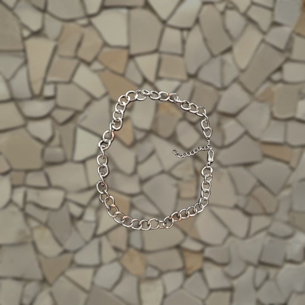 Silvertone Metal Chainlink Belt Sz 34-38 Women Silver