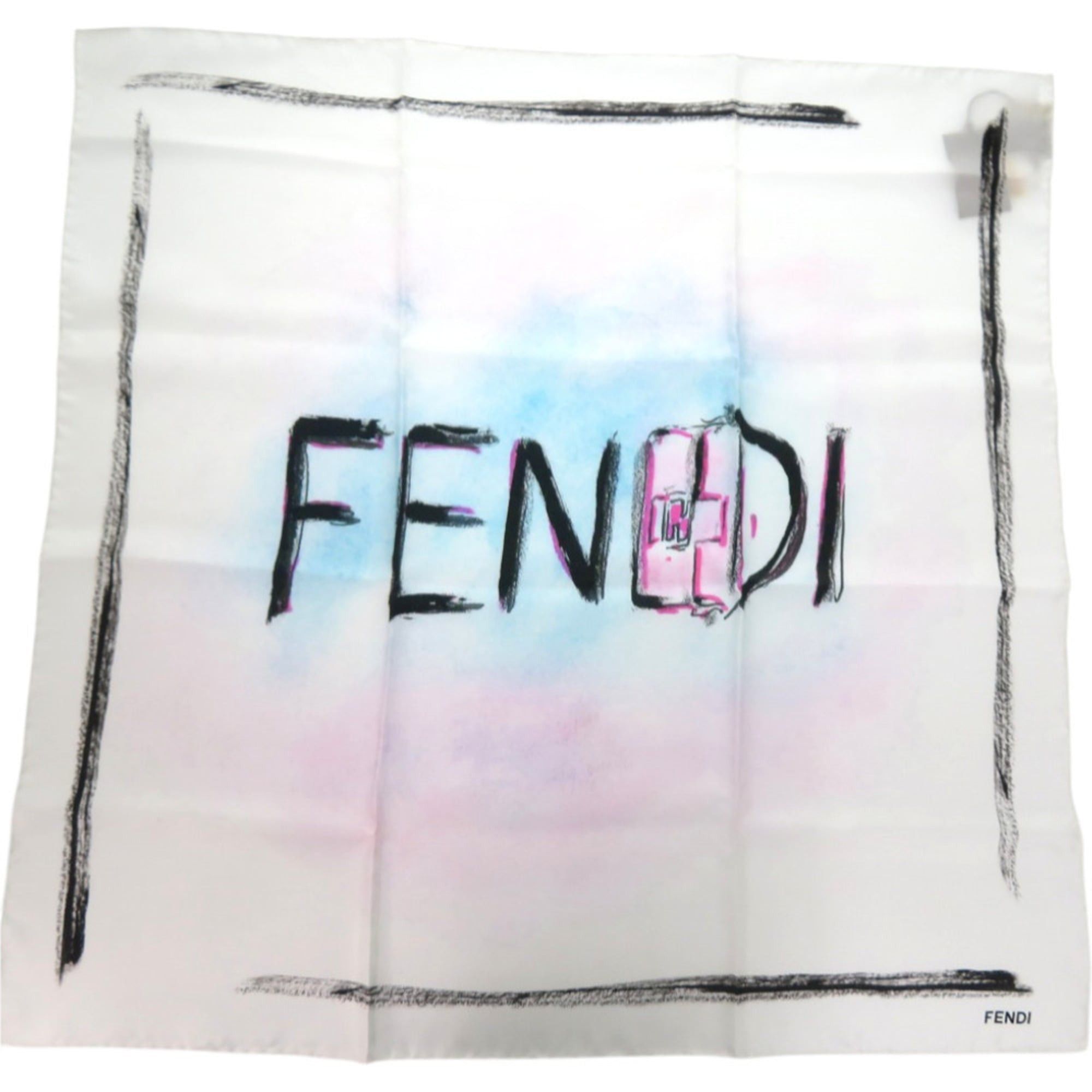 Fendi Like New Fendi Baguette Mania Logo FXT071 Silk White Scarf/Muffler 0331FENDI Size ONE SIZE - 1 Thumbnail