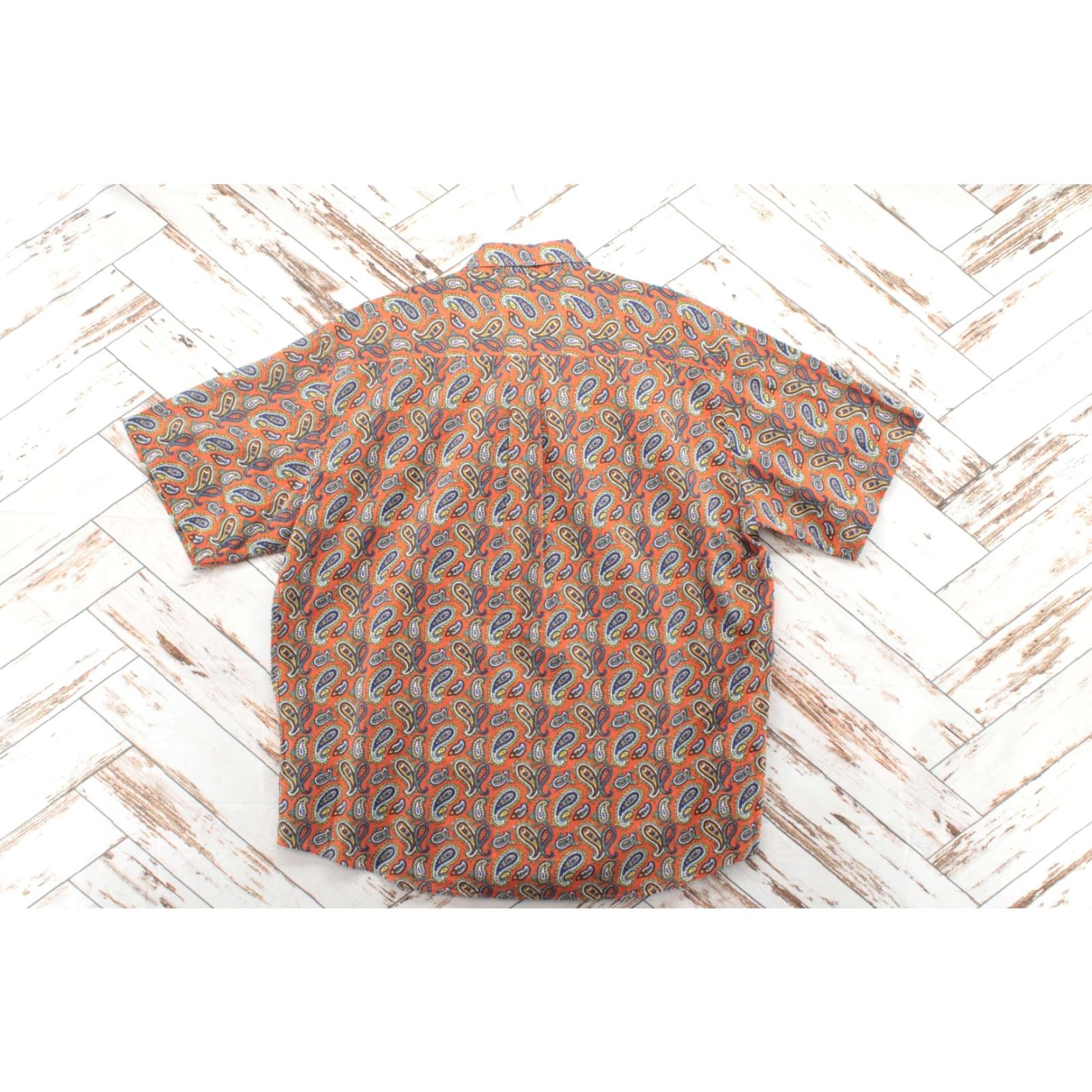 Vintage Alan Flusser Paisley Shirt Men's XXL Orange Short Sleeve Button-Up Preppy Loud Size US XXL / EU 58 / 5 - 2 Thumbnail