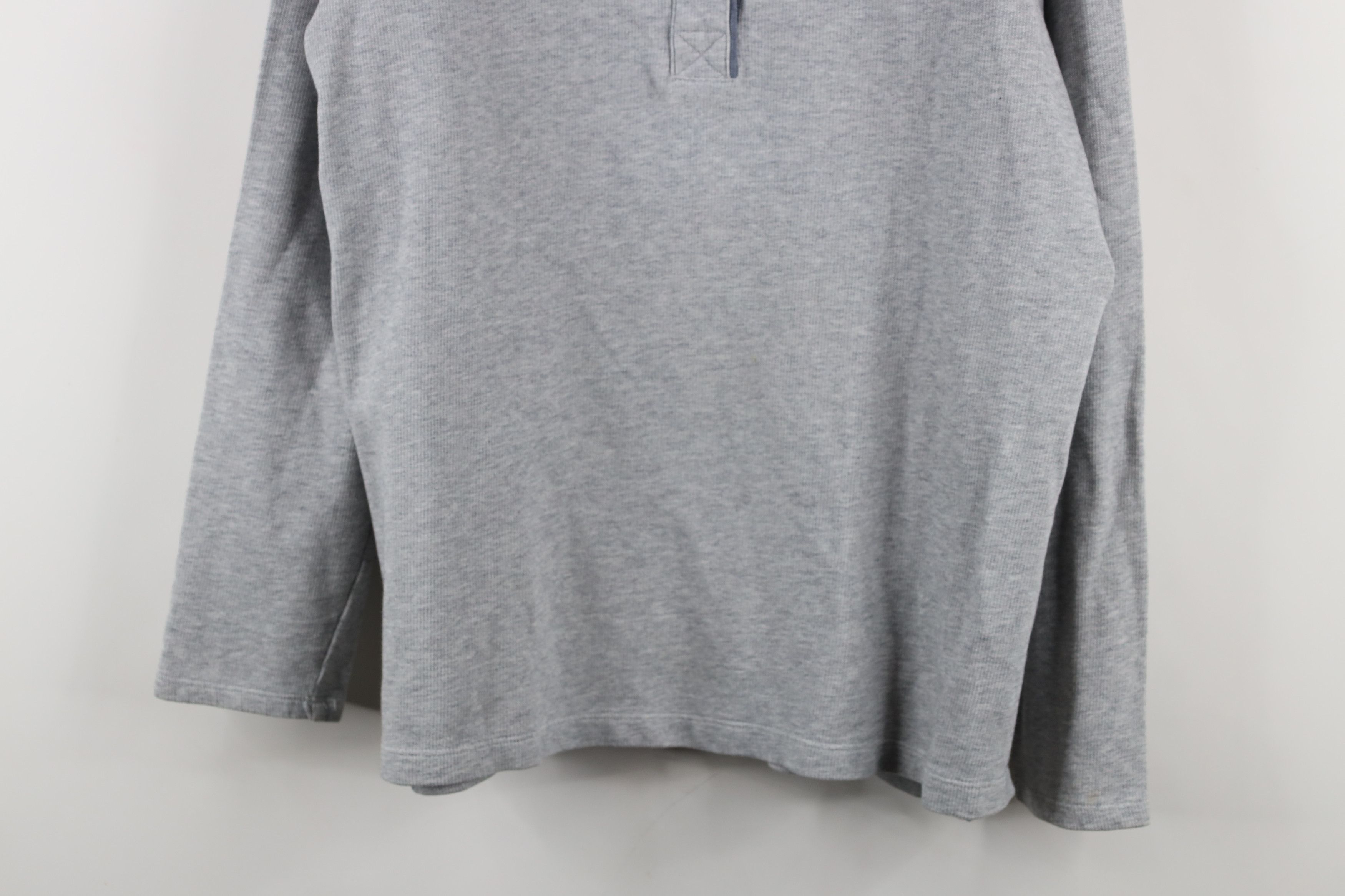 L.L. Bean × Vintage Y2K LL Bean Thermal Ribbed Knit Pullover Henley Sweater Gray Size XL / US 12-14 / IT 48-50 - 3 Thumbnail