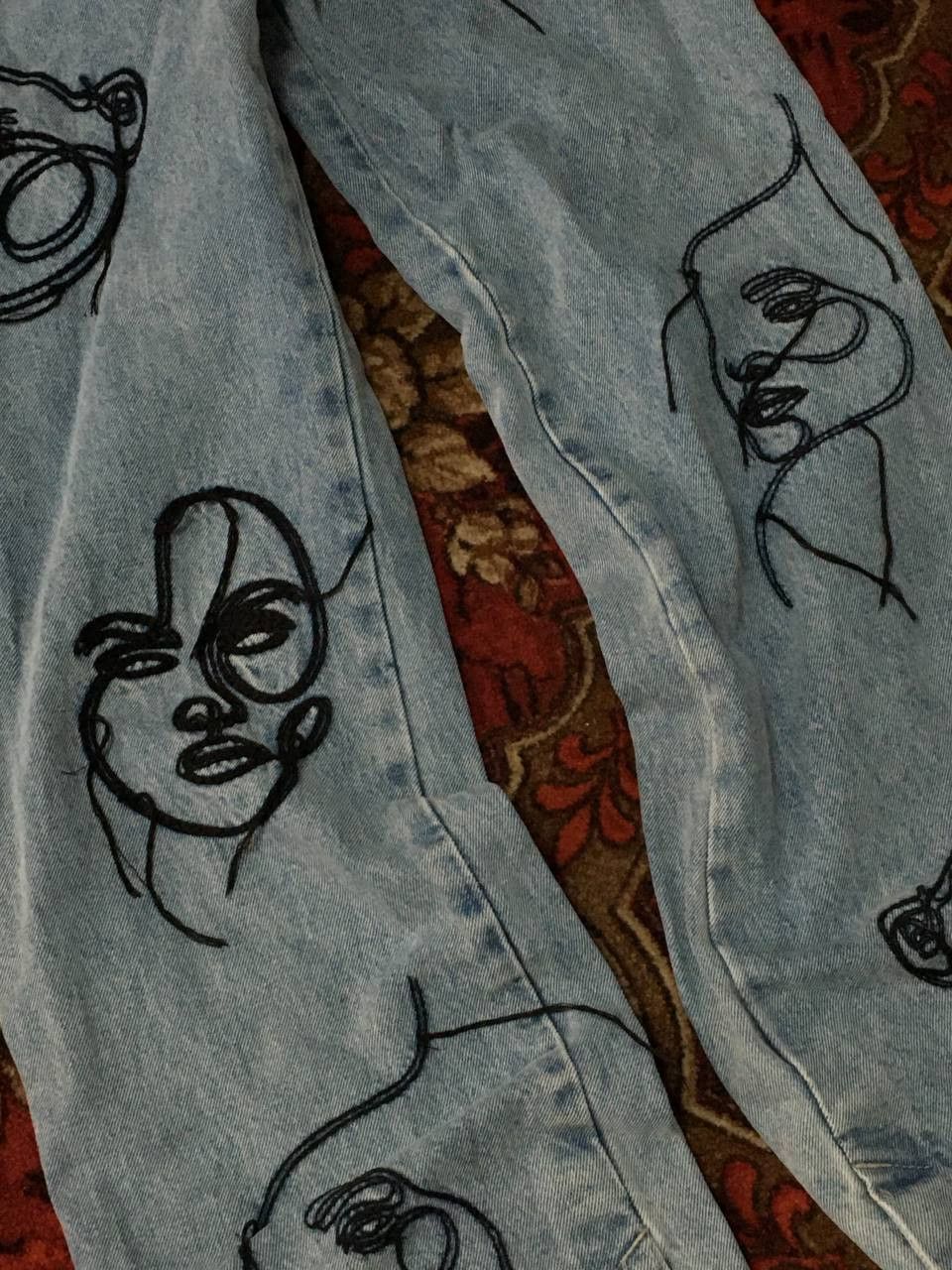 Designer × Japanese Brand × Maniere De Vior Manière De Voir Artistic Embroidered Jeans – UK Size 10 Size 28" / US 6 / IT 42 - 5 Thumbnail