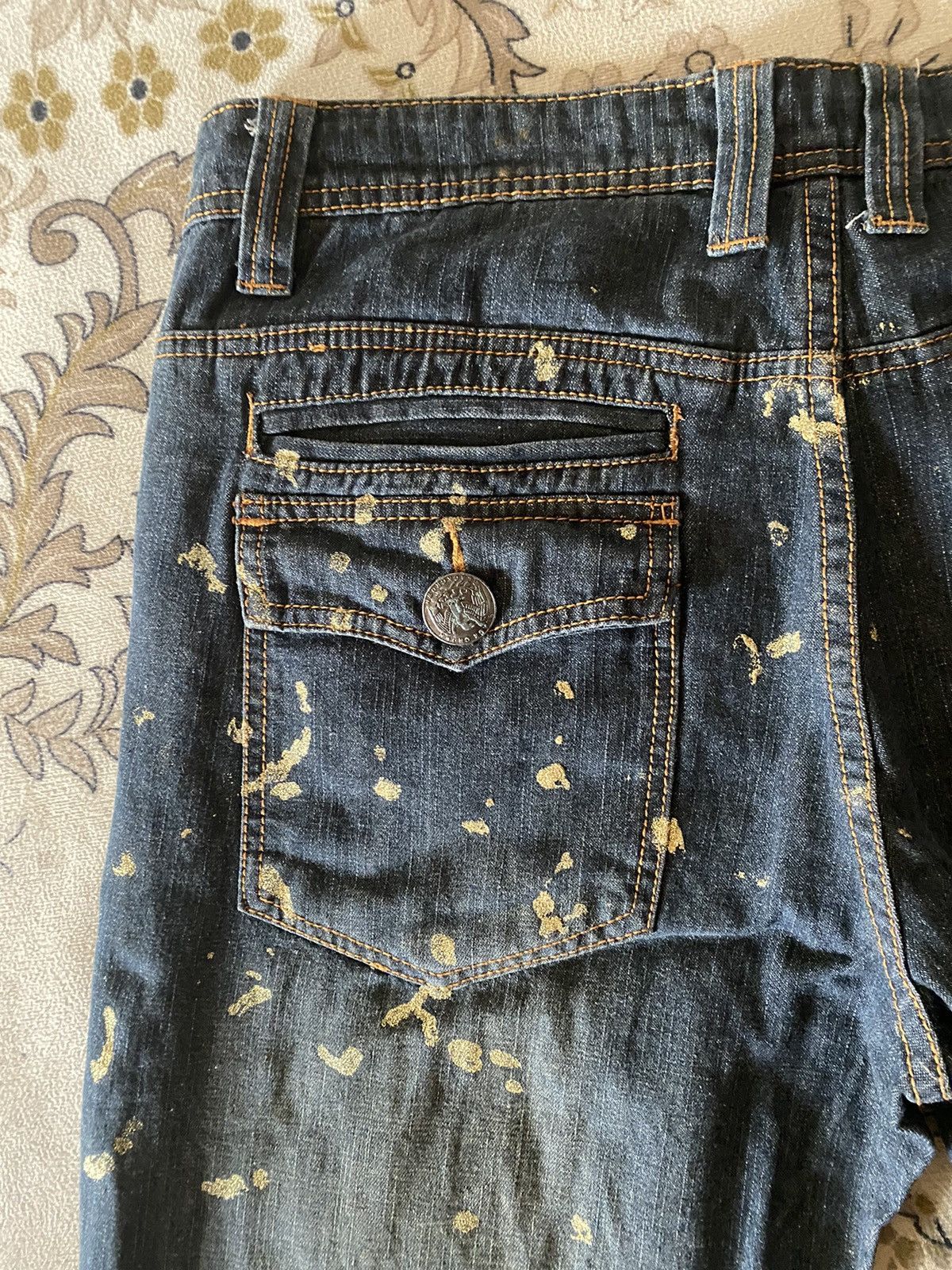Beauty Beast 🔥FLARE🔥Black Crown Distressed Gold Painting Design Style Size US 34 / EU 50 - 8 Thumbnail