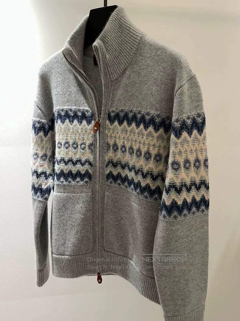 Loro Piana LORO PIANA Fair Isle Knit Sweater Jacket Size M / US 6-8 / IT 42-44 - 2 Thumbnail