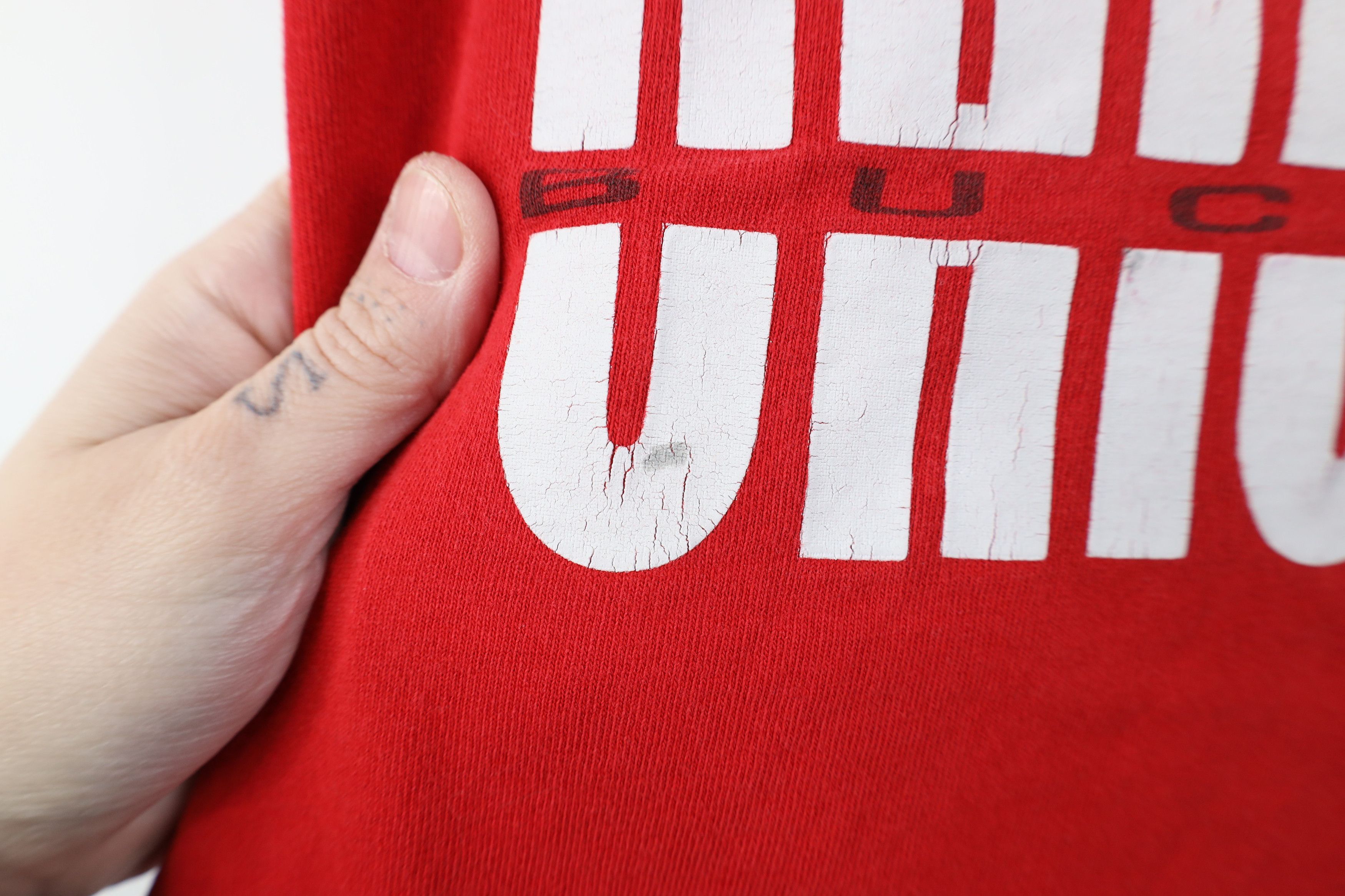 Starter Vintage 90s Starter Ohio State University T-Shirt Red Cotton Size US XL / EU 56 / 4 - 5 Thumbnail
