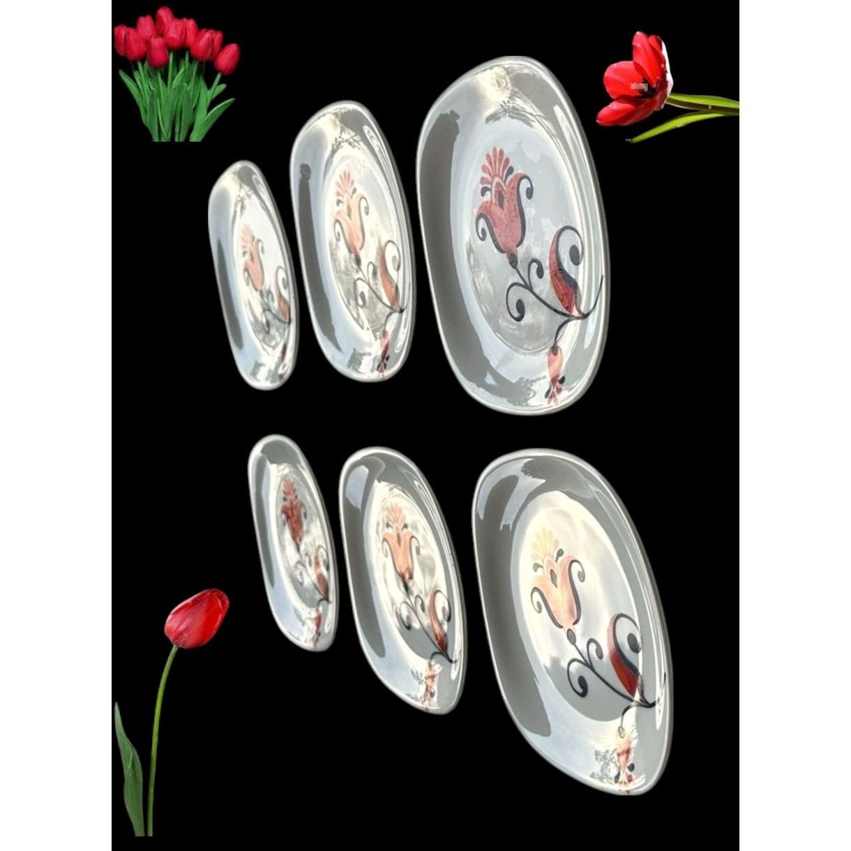 Handmade × Vintage VTG 70s Block Langenthal Transition Bread Plates 6 piece Red Size ONE SIZE - 7 Thumbnail