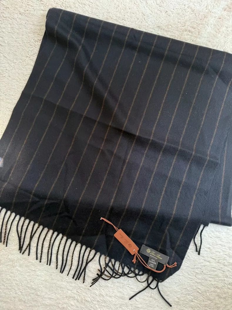 Loro Piana LORO PIANA Goat velvet striped tassel scarf Size ONE SIZE - 1 Thumbnail