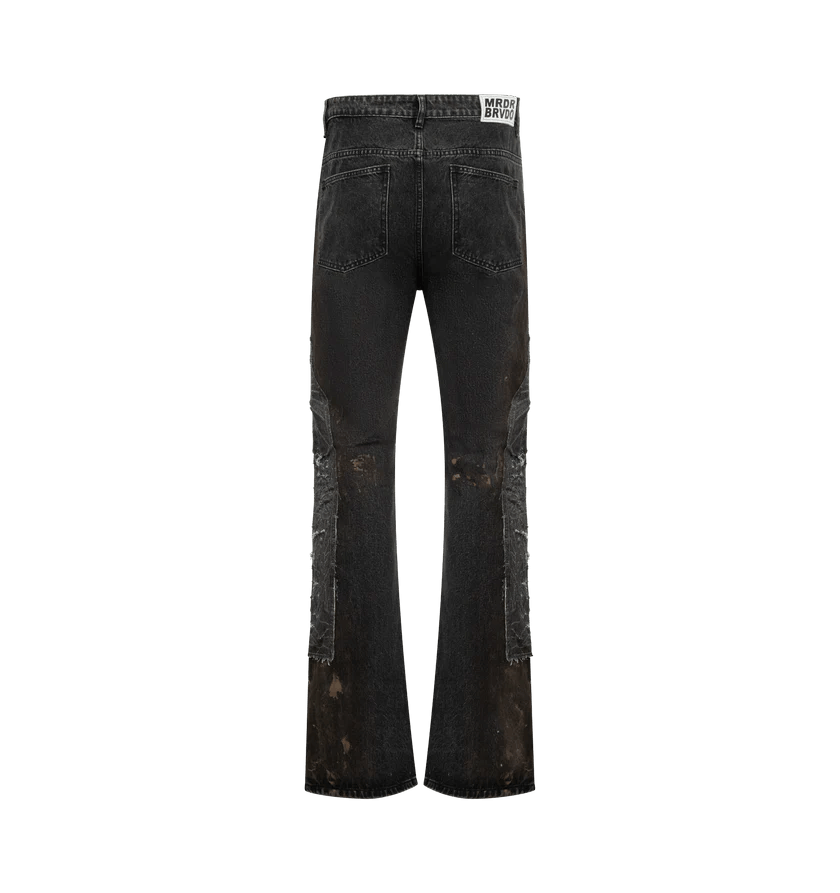 Who Decides War o1h1sh11225 Mechanic Denim Jean in Black/Grey Size US 30 / EU 46 - 2 Thumbnail