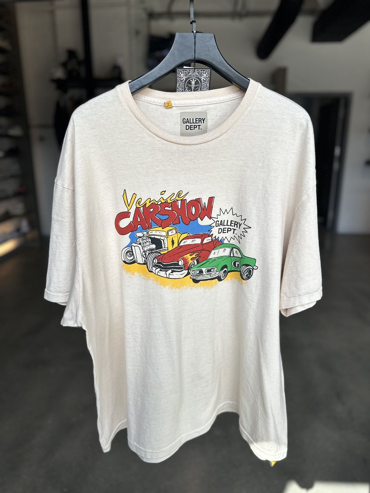 image of Gallery Dept. Venice Car Show T-Shirt in Cream, Men's (Size 2XL)