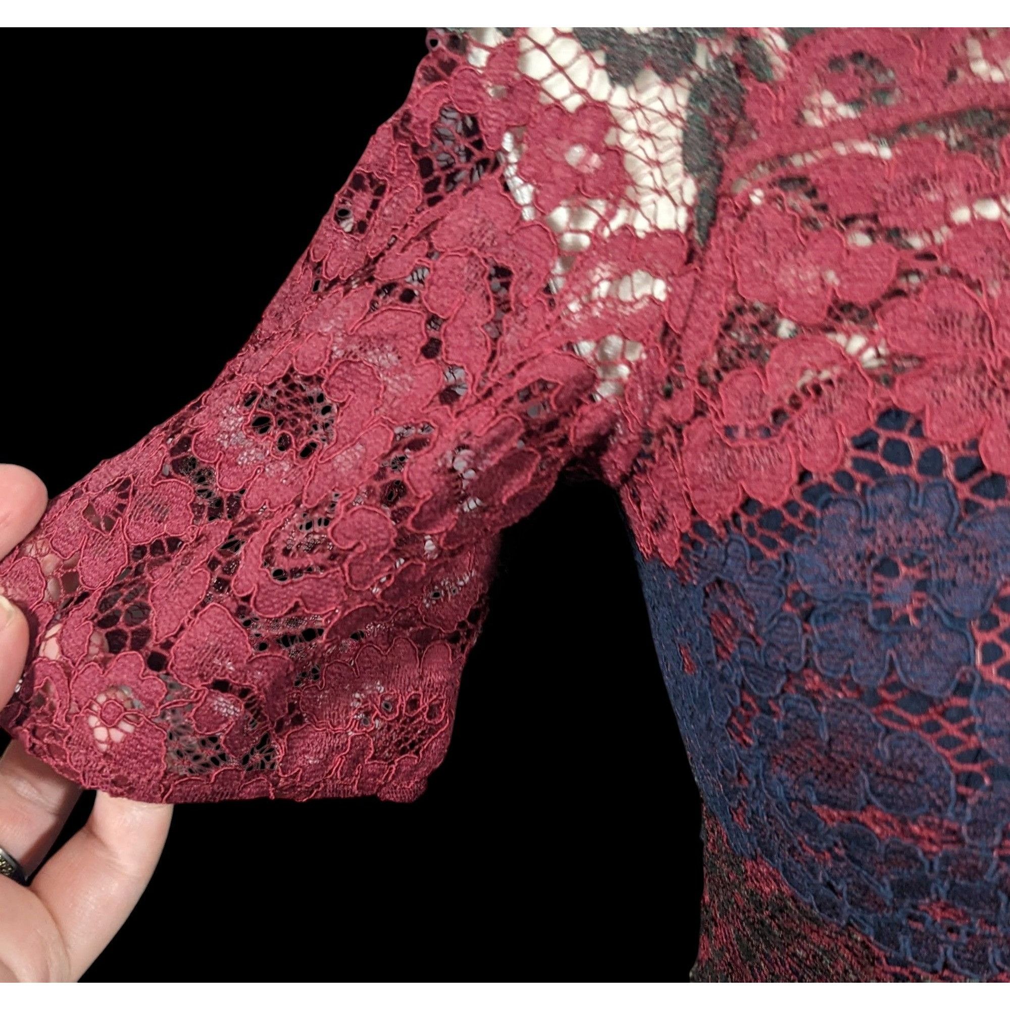 Sandro Sandro Paris Red Black And Blue Lace Dress Size Small Size S / US 4 / IT 40 - 3 Thumbnail