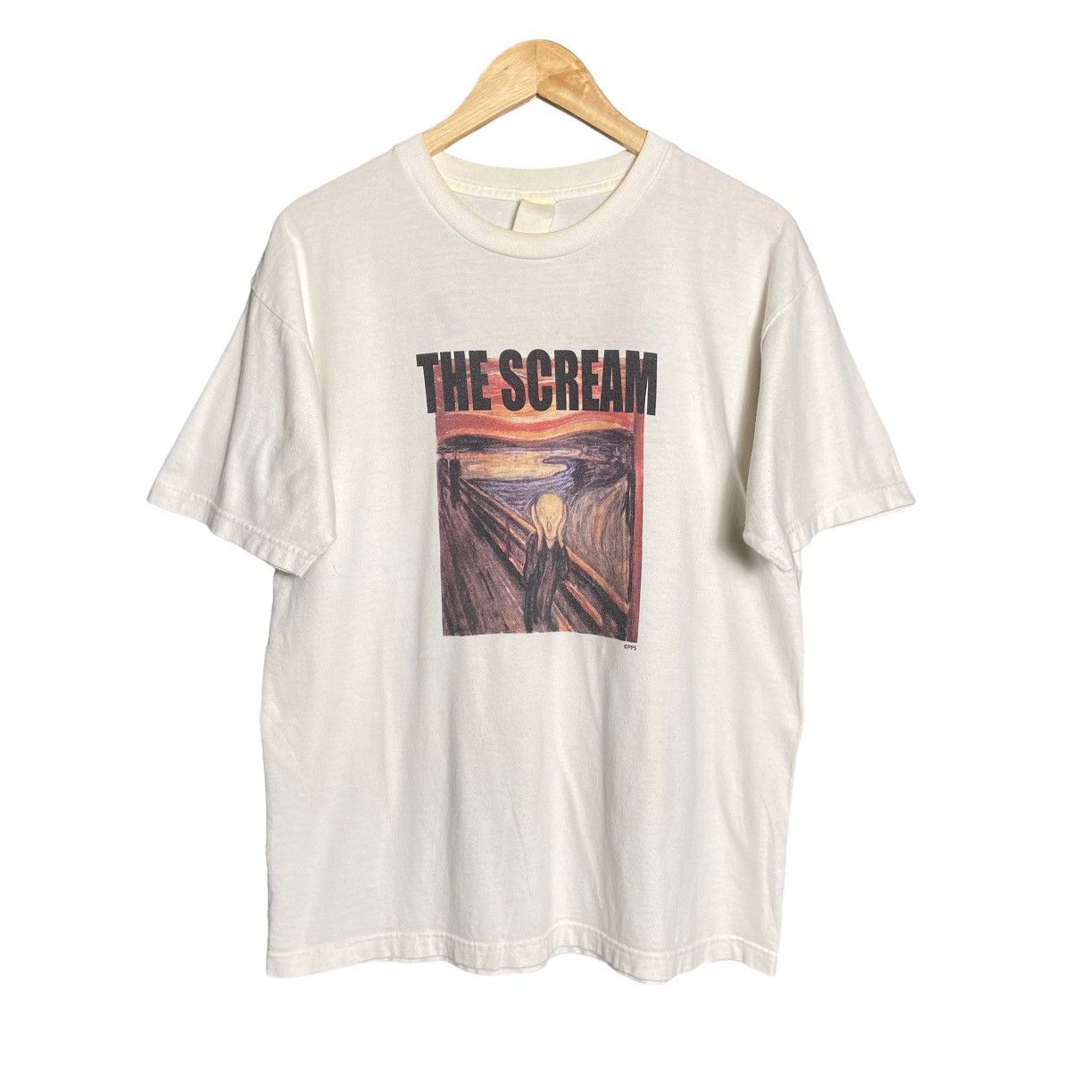 image of The Scream Edvard Munch Art Tee in White, Men's (Size Large)