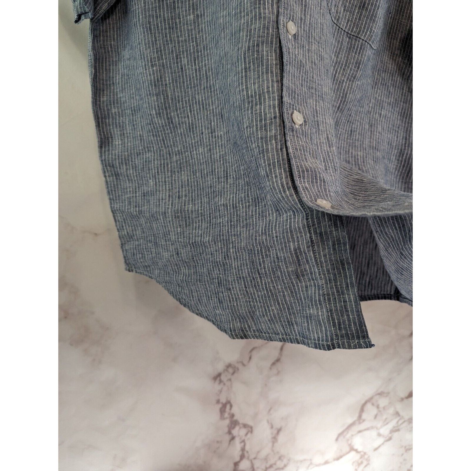 Everlane Everlane Shirt Men Medium Pinstripe Blue Linen Button Down Size US M / EU 48-50 / 2 - 5 Thumbnail