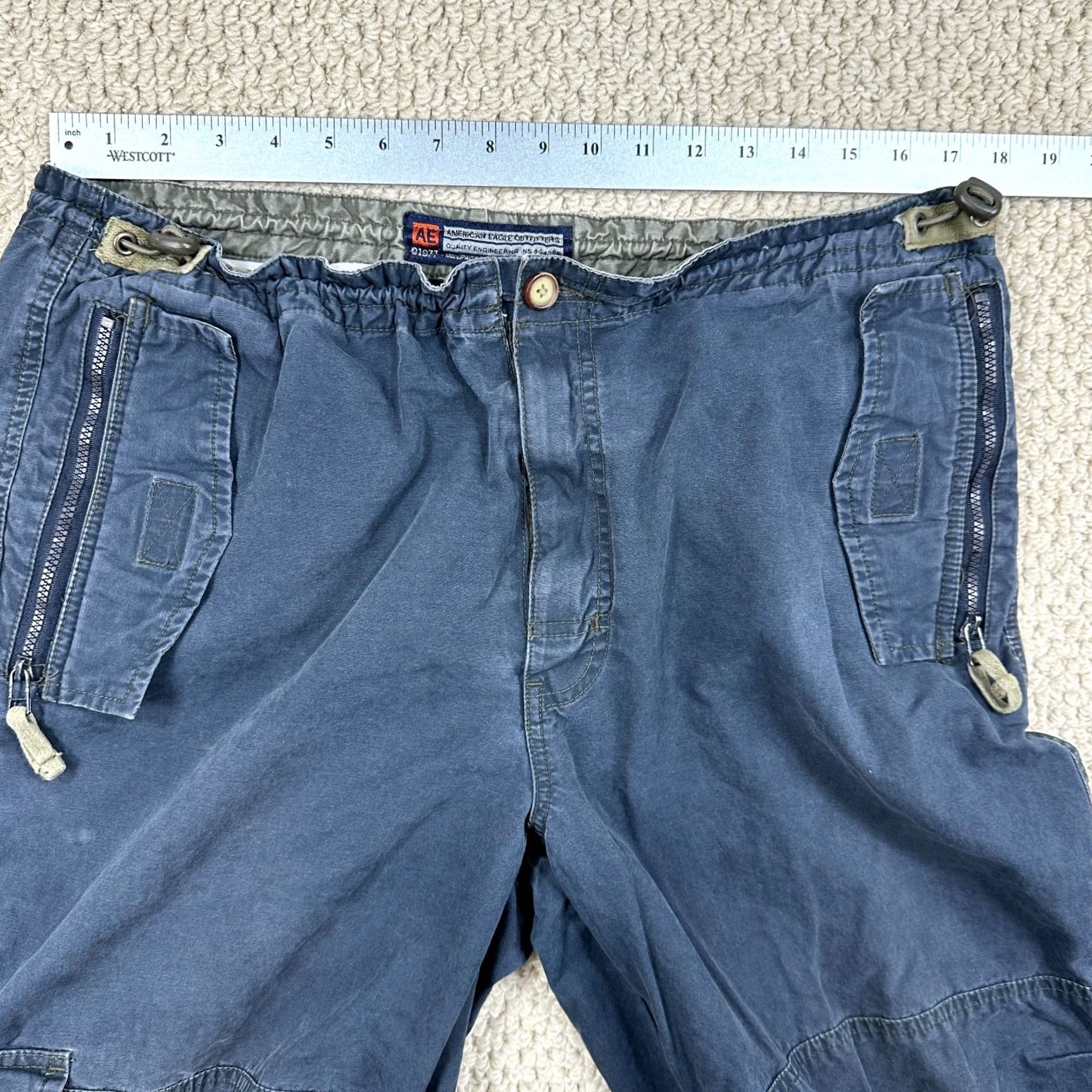 American Eagle Outfitters VINTAGE American Eagle Pants Mens 34x33 Navy Cargo Military Baggy Skater Y2K 90s Size US 34 / EU 50 - 6 Thumbnail