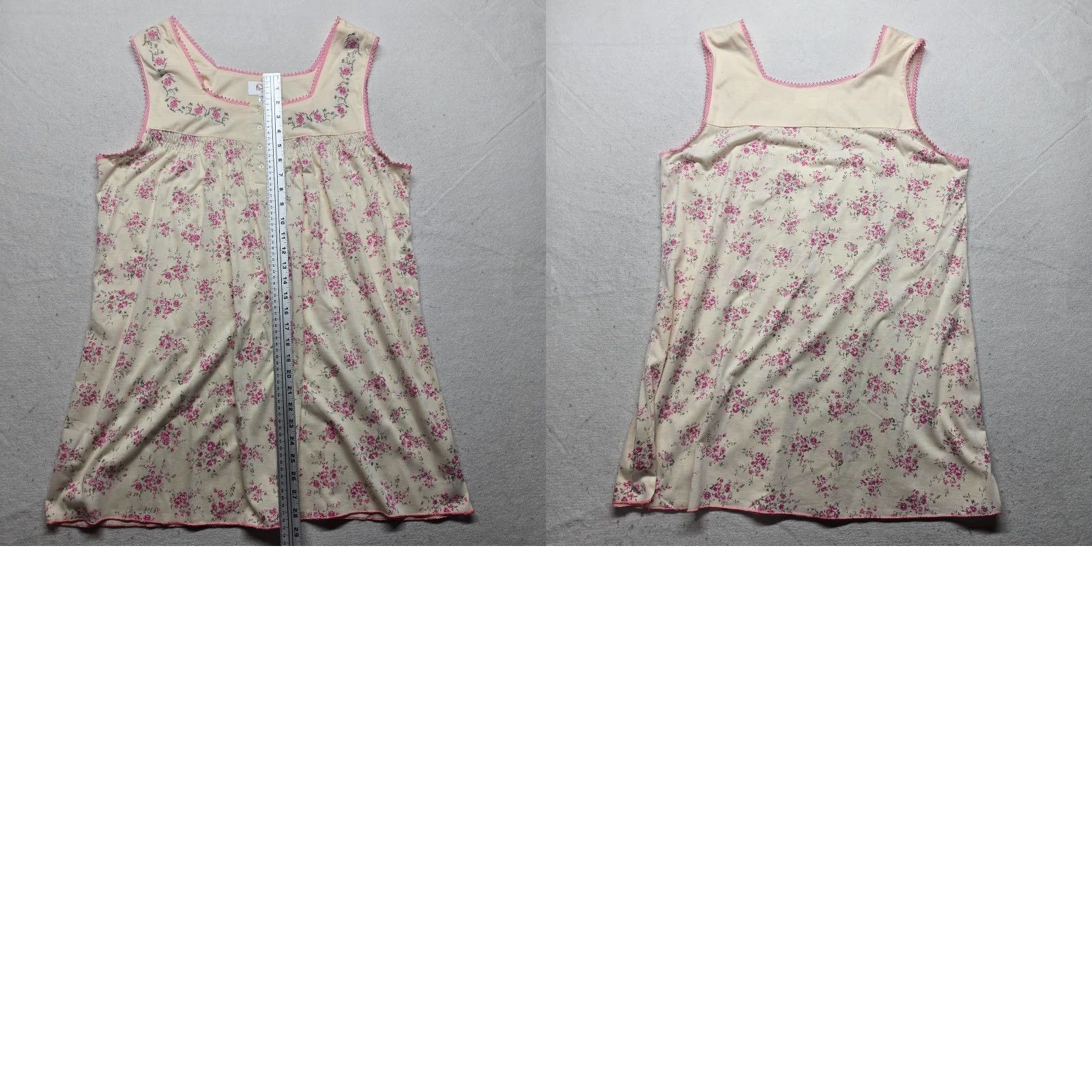 Vintage Body Touch Pajama Set Shirt Women XL Ivory Floral Pattern Sleep Set Flowers 90s (not applicable) Size ONE SIZE - 9 Thumbnail