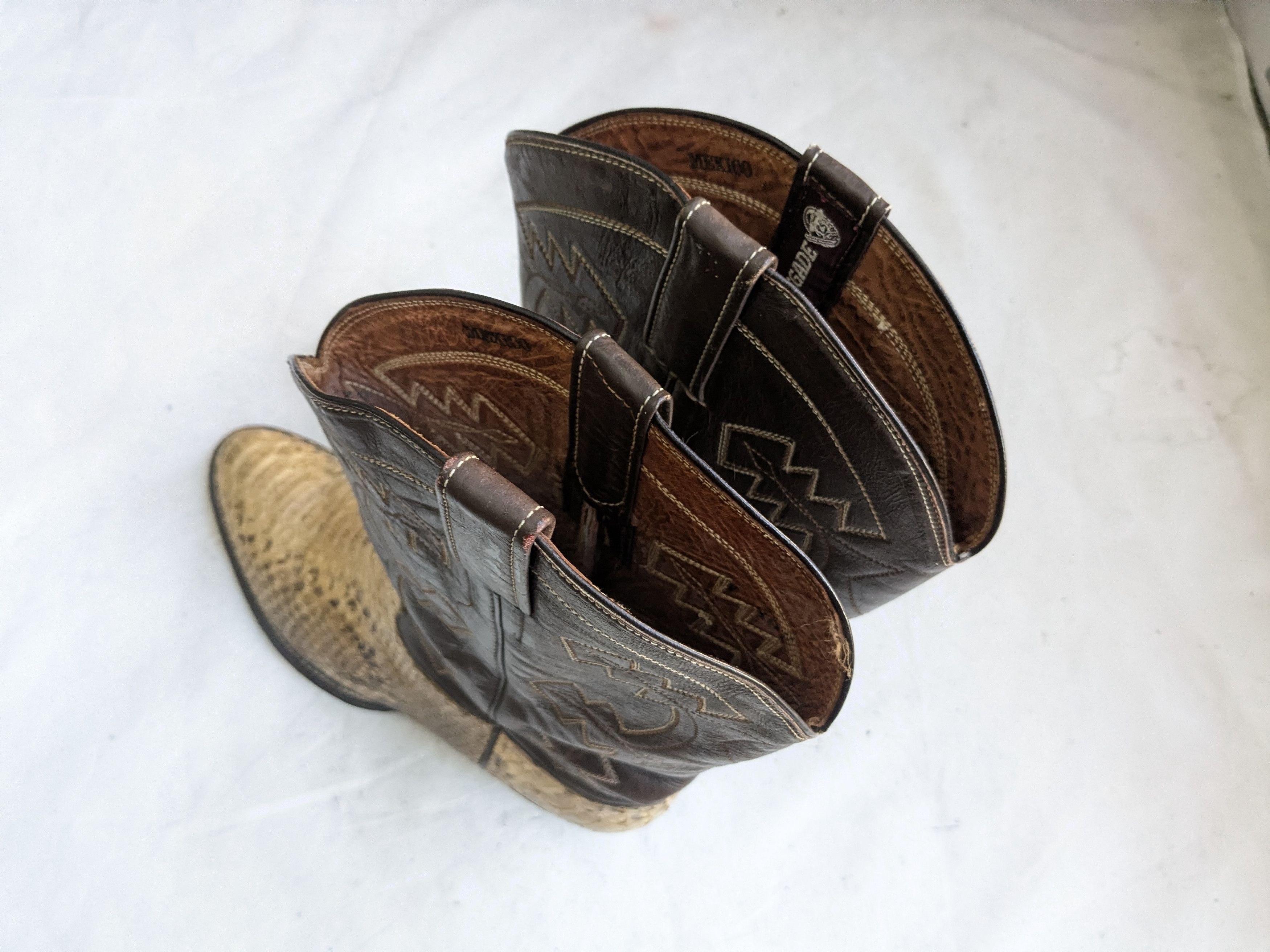 Vintage Renegade Cowboy Boots Python Brown Leather Botas USA 12 Size US 12 / EU 45 - 12 Thumbnail