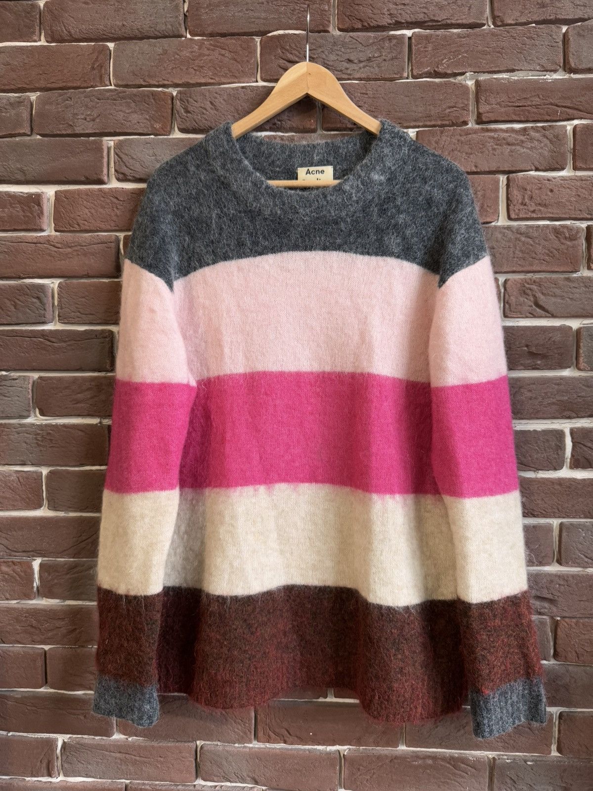 Acne Studios Acne Studios Designer Fuzzy Wool Knit Sweater Striped Size US M / EU 48-50 / 2 - 1 Thumbnail