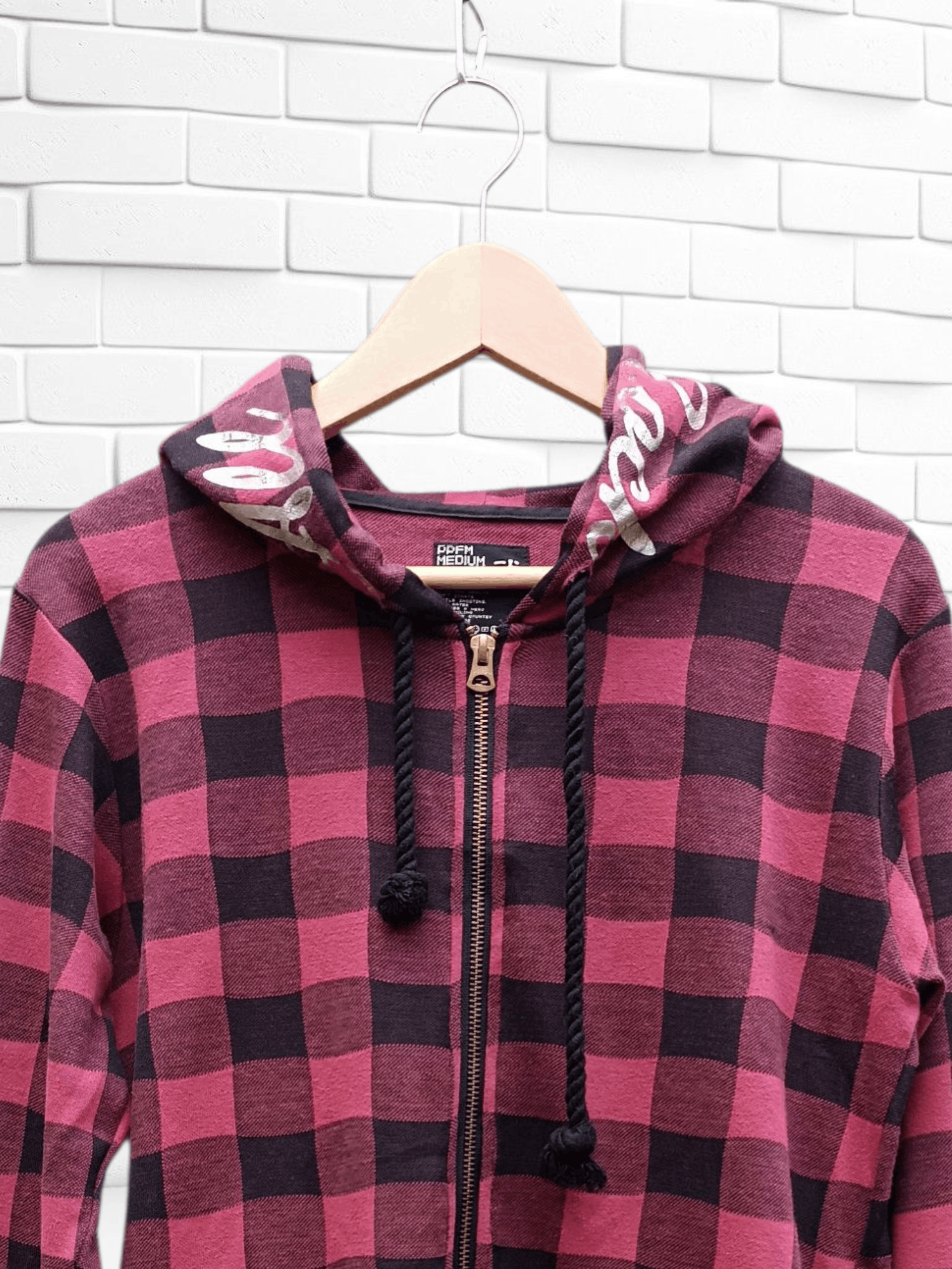 PPFM PPFM Y2K Grunge Check Hoodie Jacket Double Zip Size US M / EU 48-50 / 2 - 3 Thumbnail