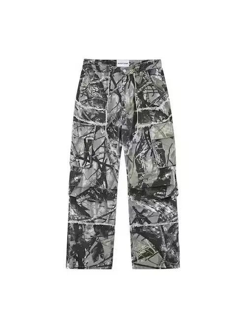 Japanese Brand Retro Camo Multi-Pocket Wide-Leg Cargo Jeans Size US 32 / EU 48 - 4 Thumbnail