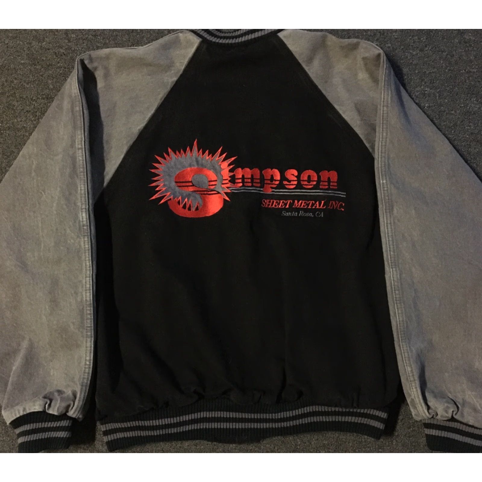 Denime VINTAGE Construction Denim Bomber Jacket XL Black 90s Grunge Biker Trucker Punk Motorcycle Men Jacket Size US XL / EU 56 / 4 - 2 Thumbnail