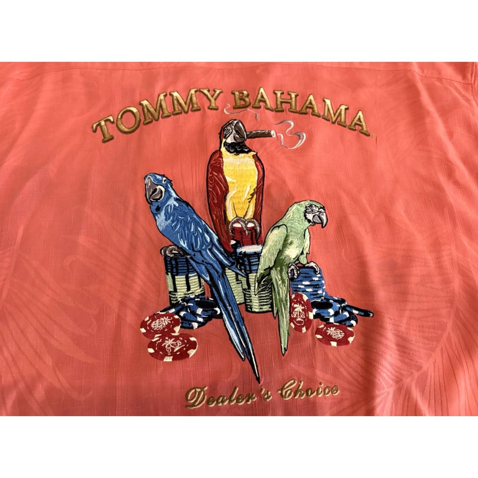 Tommy Bahama Tommy Bahama Silk Embroidered Shirt Mens XL Button-Up Short Sleeve Pink Size US XL / EU 56 / 4 - 2 Thumbnail