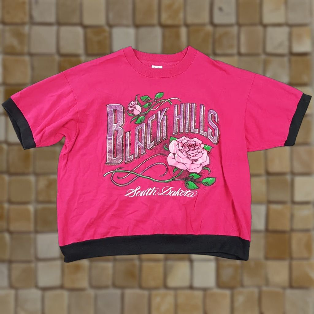 Fruit Of The Loom VINTAGE Fruit of the Loom 90s Pink Rose Biker T-Shirt Women's XL Grunge Retro Classic Size XL / US 12-14 / IT 48-50 - 1 Thumbnail