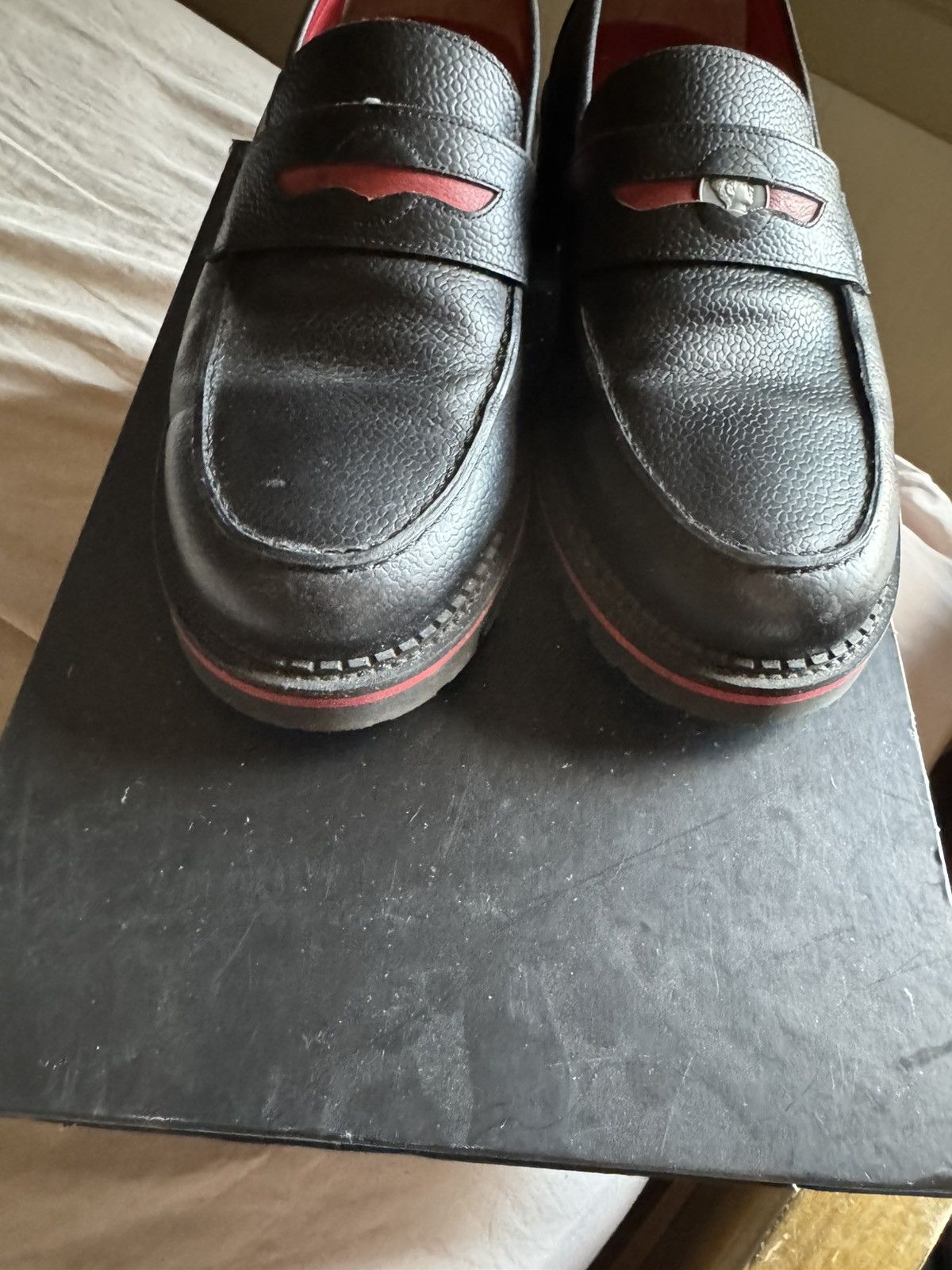 Fugazi Fugazi Two Cent Loafer Lug Sole Black/Red Gucci Inspired Size US 10 / EU 43 - 7 Thumbnail