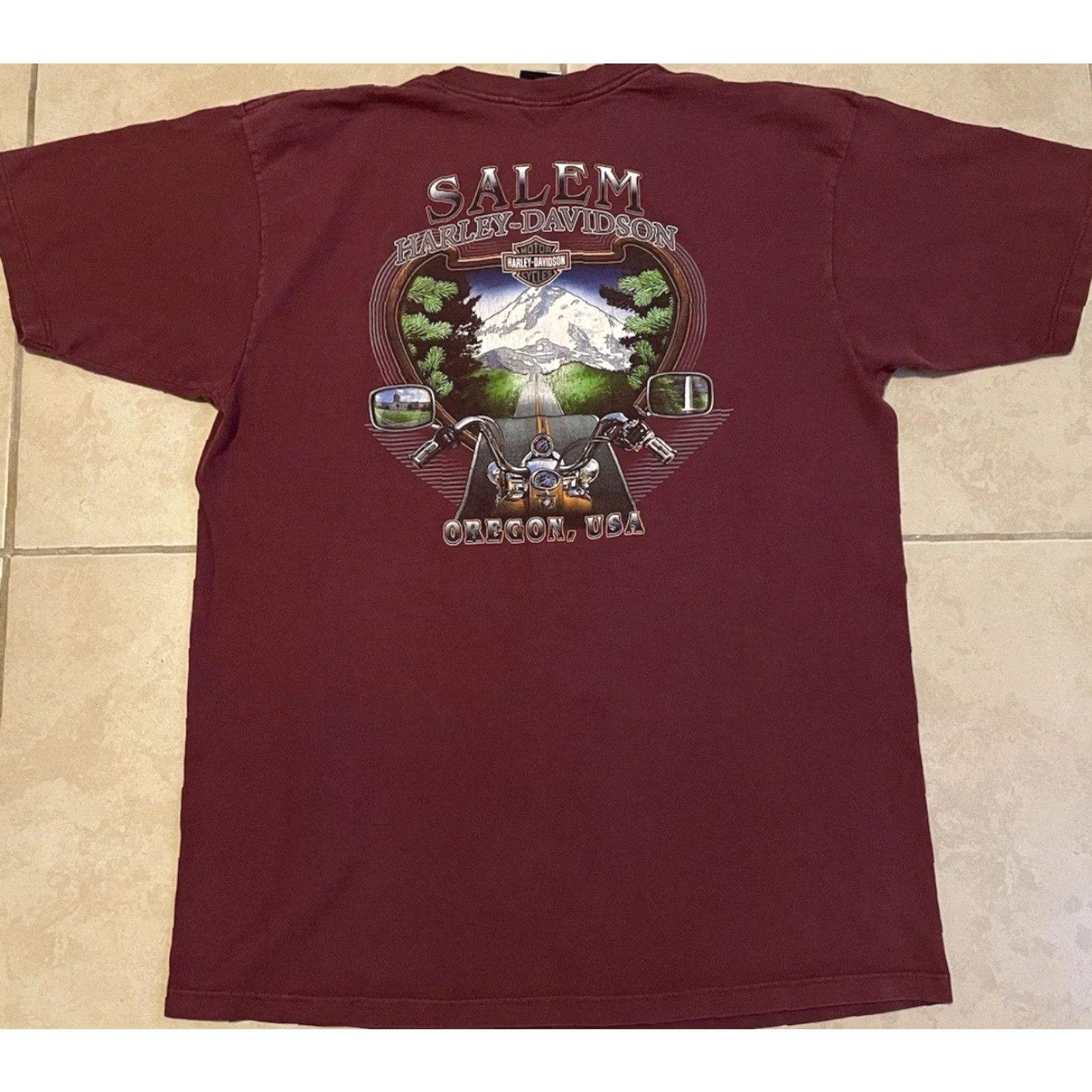 Harley Davidson VINTAGE Harley Davidson Shirt XL USA Oregon Biker Punk Grunge 90s Y2K Red USA Mens T-Shirt Size US XL / EU 56 / 4 - 2 Thumbnail