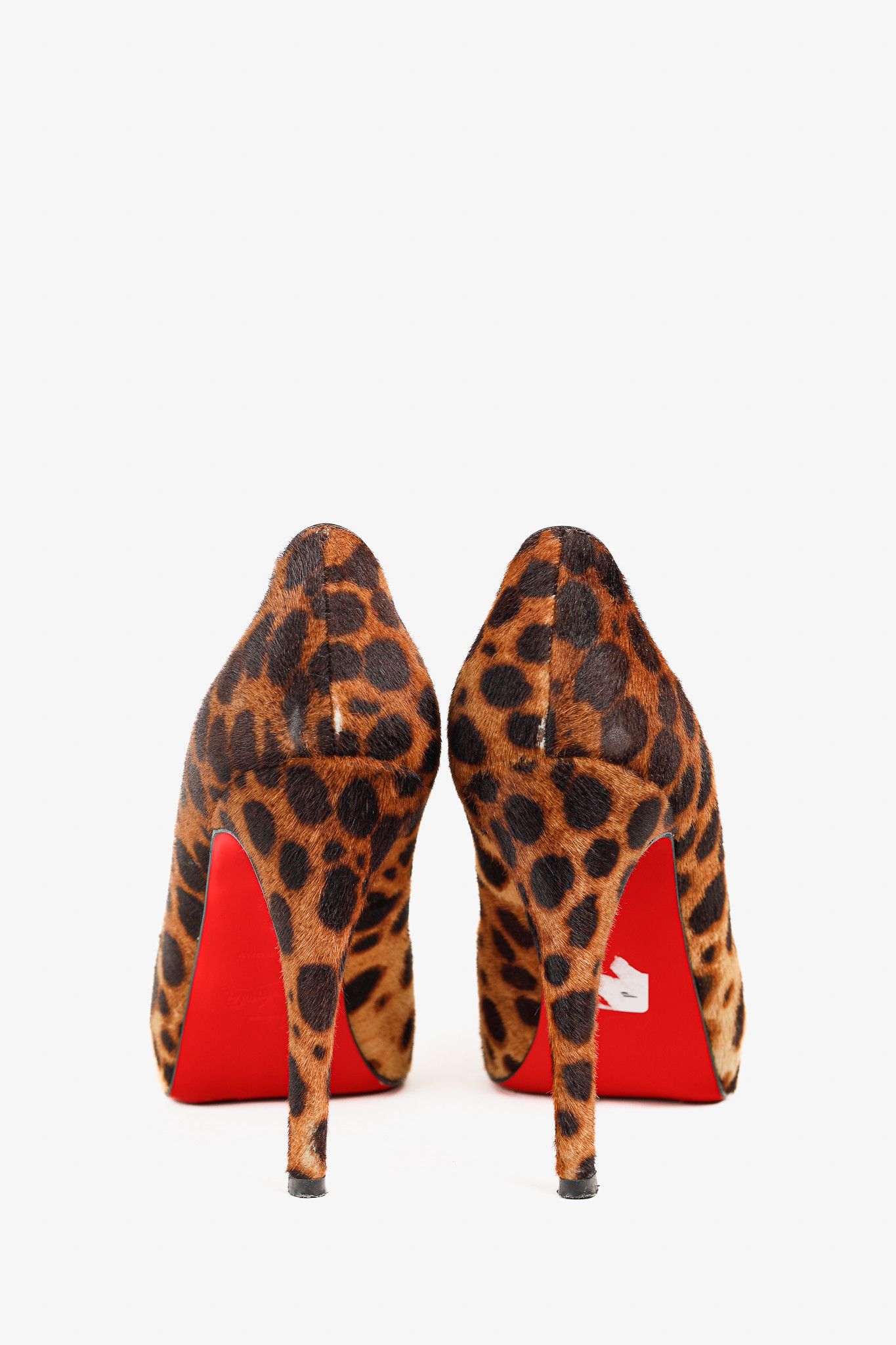 Christian Louboutin Christian Louboutin Leopard Pony Hair Peep Toe Platform Pump Size US 7.5 / IT 37.5 - 3 Thumbnail