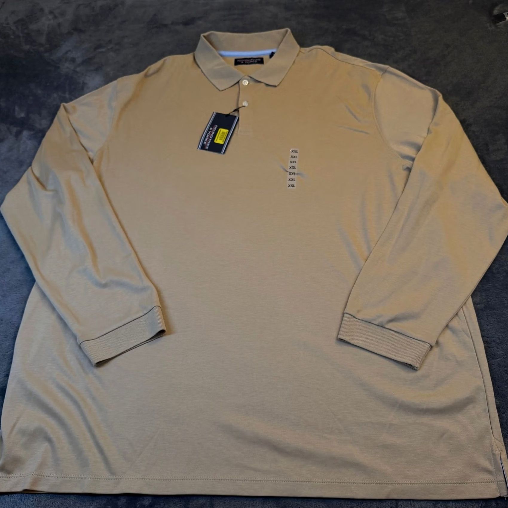 Roundtree & Yorke Roundtree & Yorke Supima Cotton Polo Shirt Mens XXL Tan Long Sleeve Ribbed NWT Size US XXL / EU 58 / 5 - 3 Thumbnail